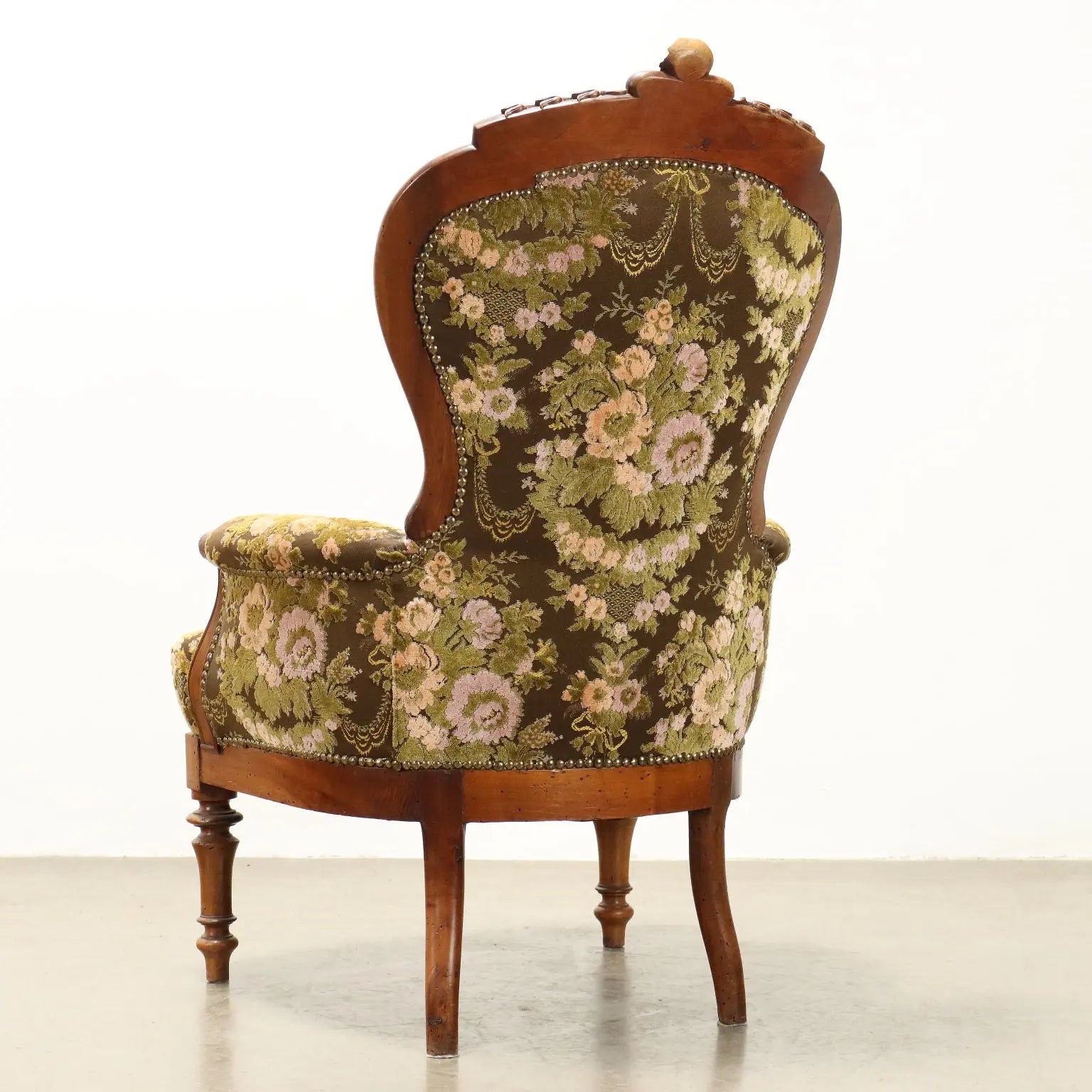 Antique Armchair Umbertino Walnut Fabric Italy XIX Century - Italy, Late XIX Century | Antiques | Seating