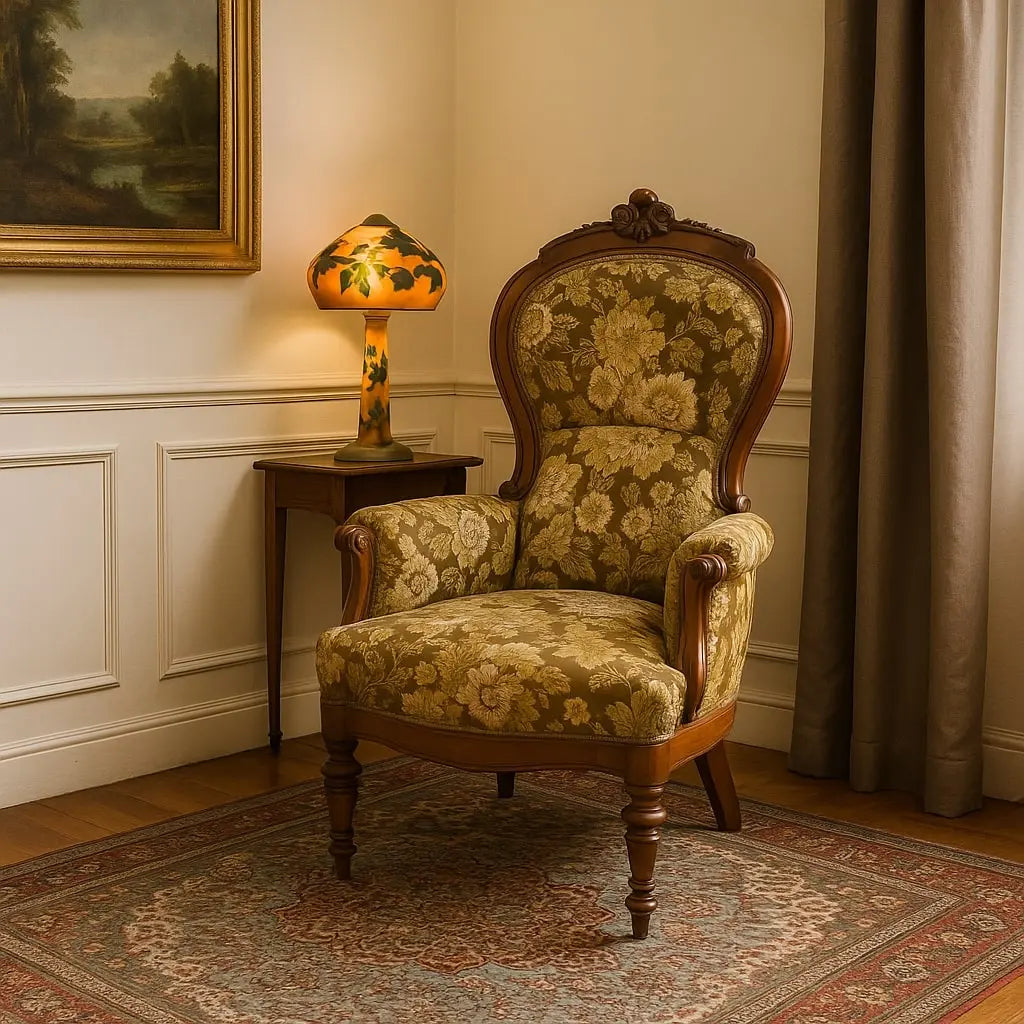Antique Armchair Umbertino Walnut Fabric Italy XIX Century - Italy, Late XIX Century | Antiques | Seating