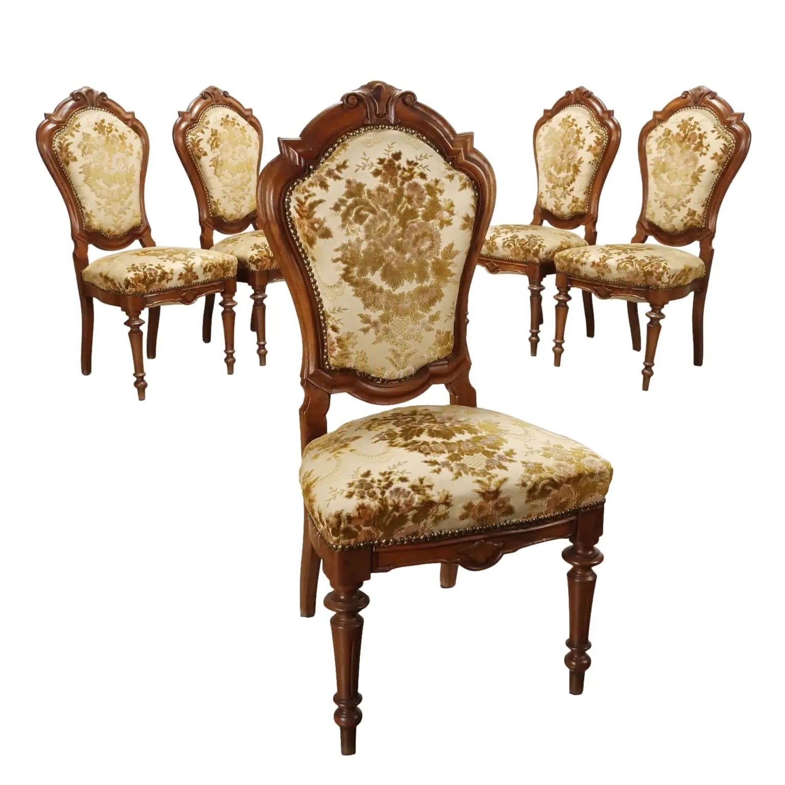 Antique Chairs Umbertino Walnut Padded Seat Italy XIX Century - Italy, Late XIX Century | Antiques | Seating