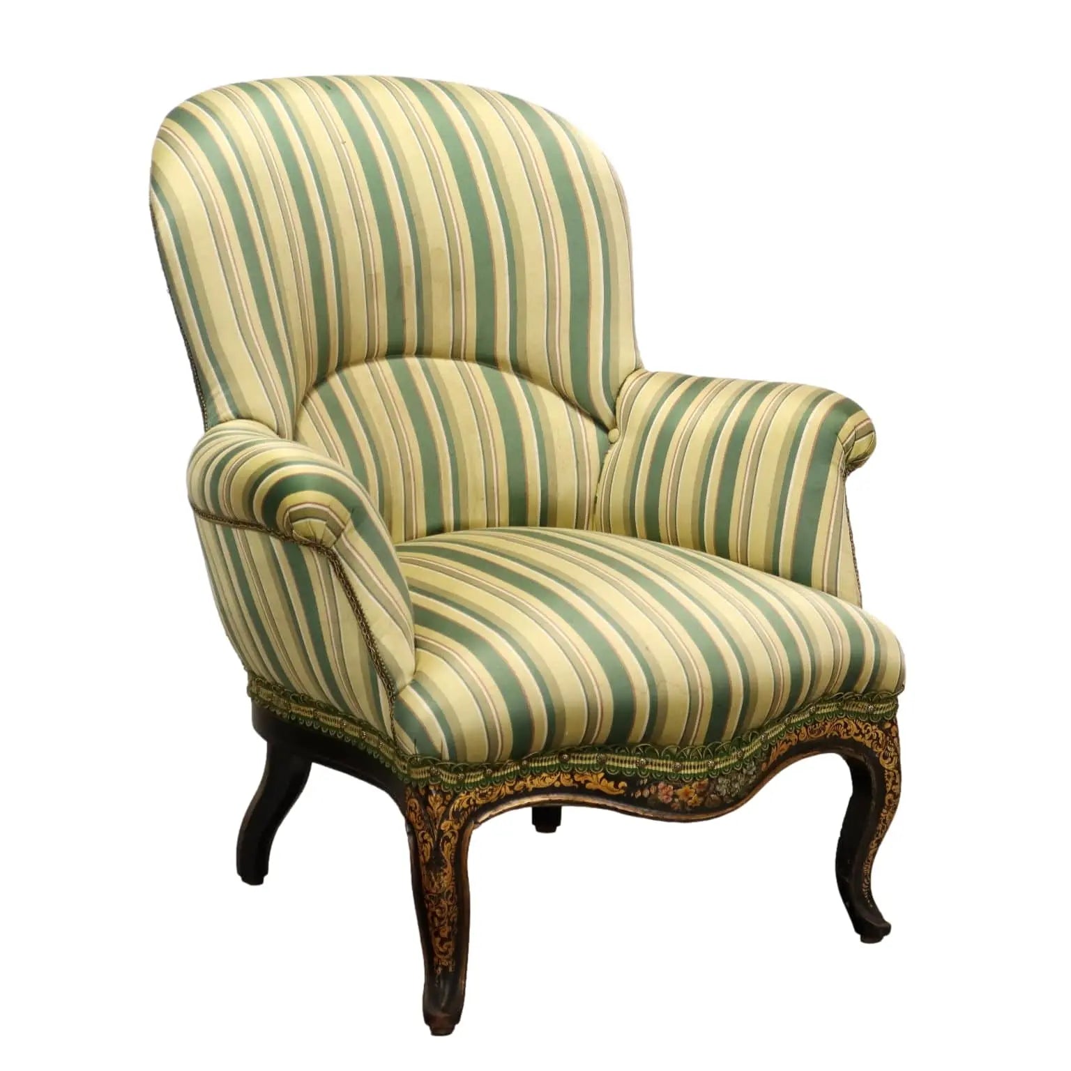 Antique Armchair Lacquered Wood Padding Italy Late XIX Century - Italy | Antiques | Seating