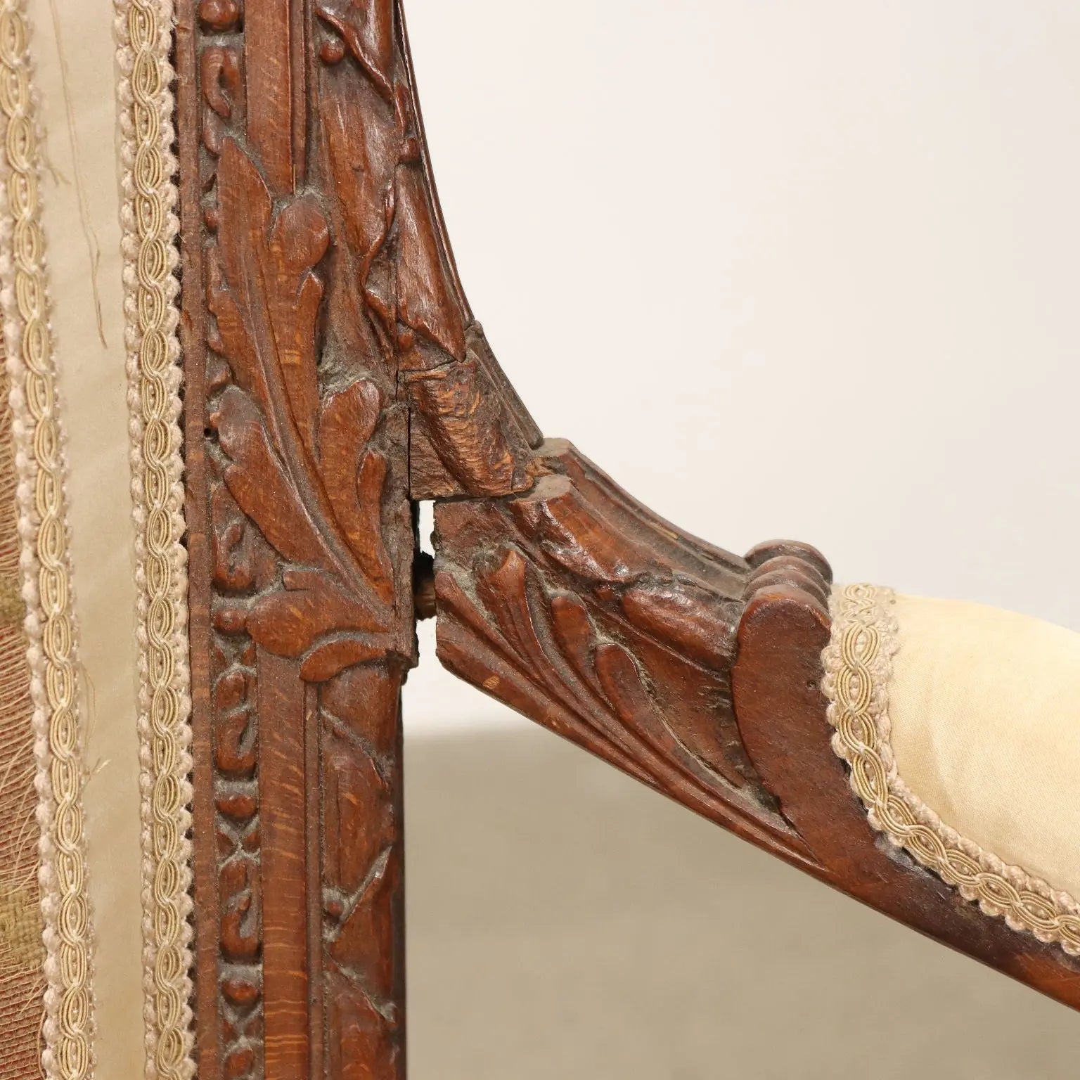 Antique Armchair Walnut Painted Beech Cloth Italy XIX Century - Italy, XIX Century | Antiques | Seating
