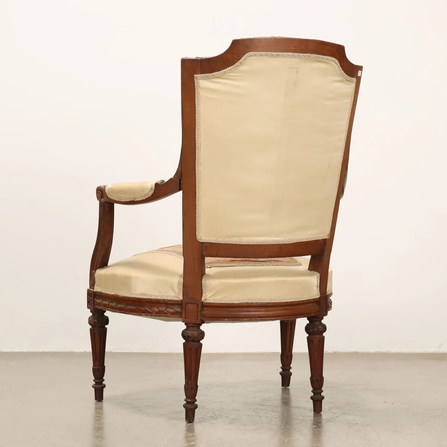 Antique Armchair Walnut Painted Beech Cloth Italy XIX Century - Italy, XIX Century | Antiques | Seating