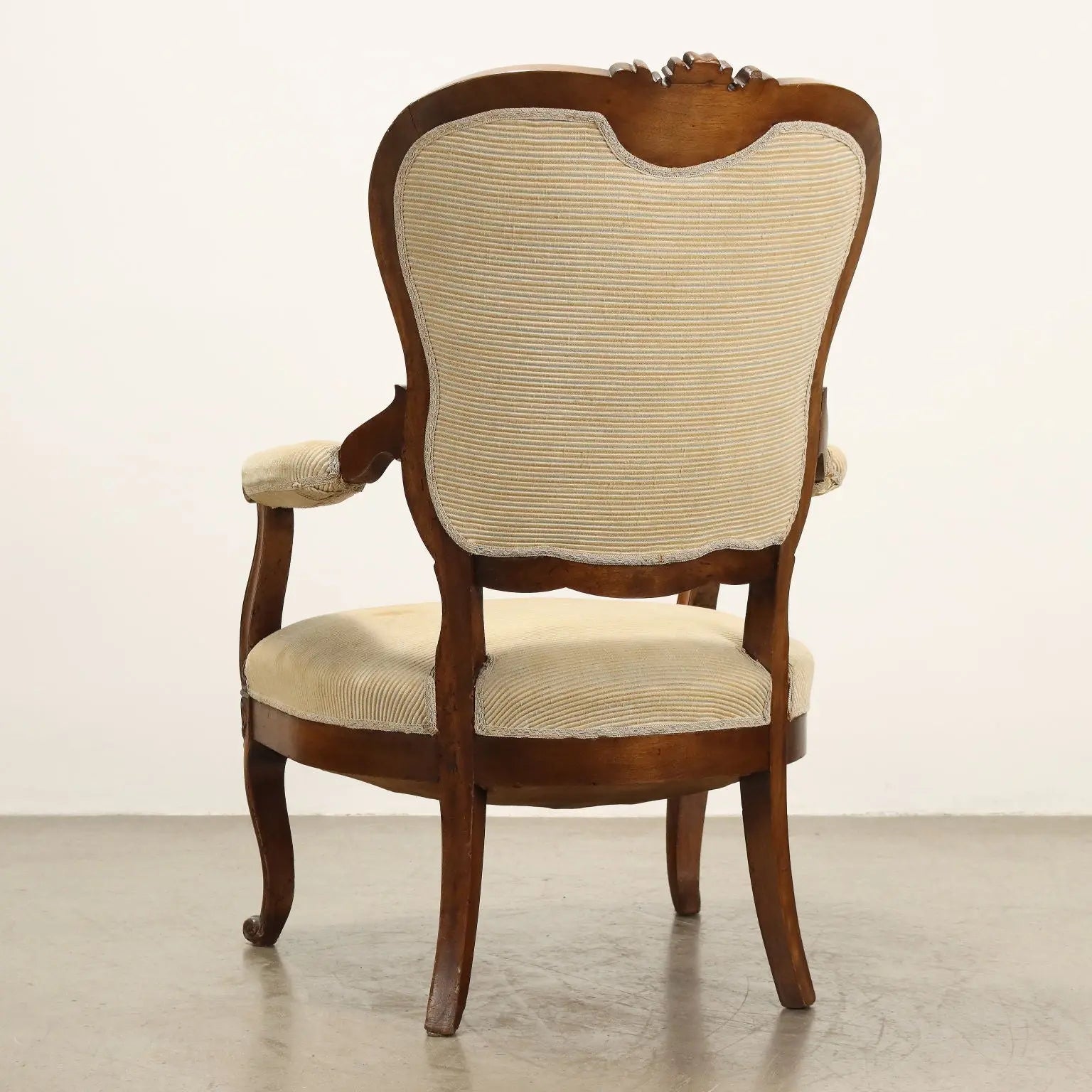 Antique Armchair Louis Philippe Walnut Carvings Italy XIX Century