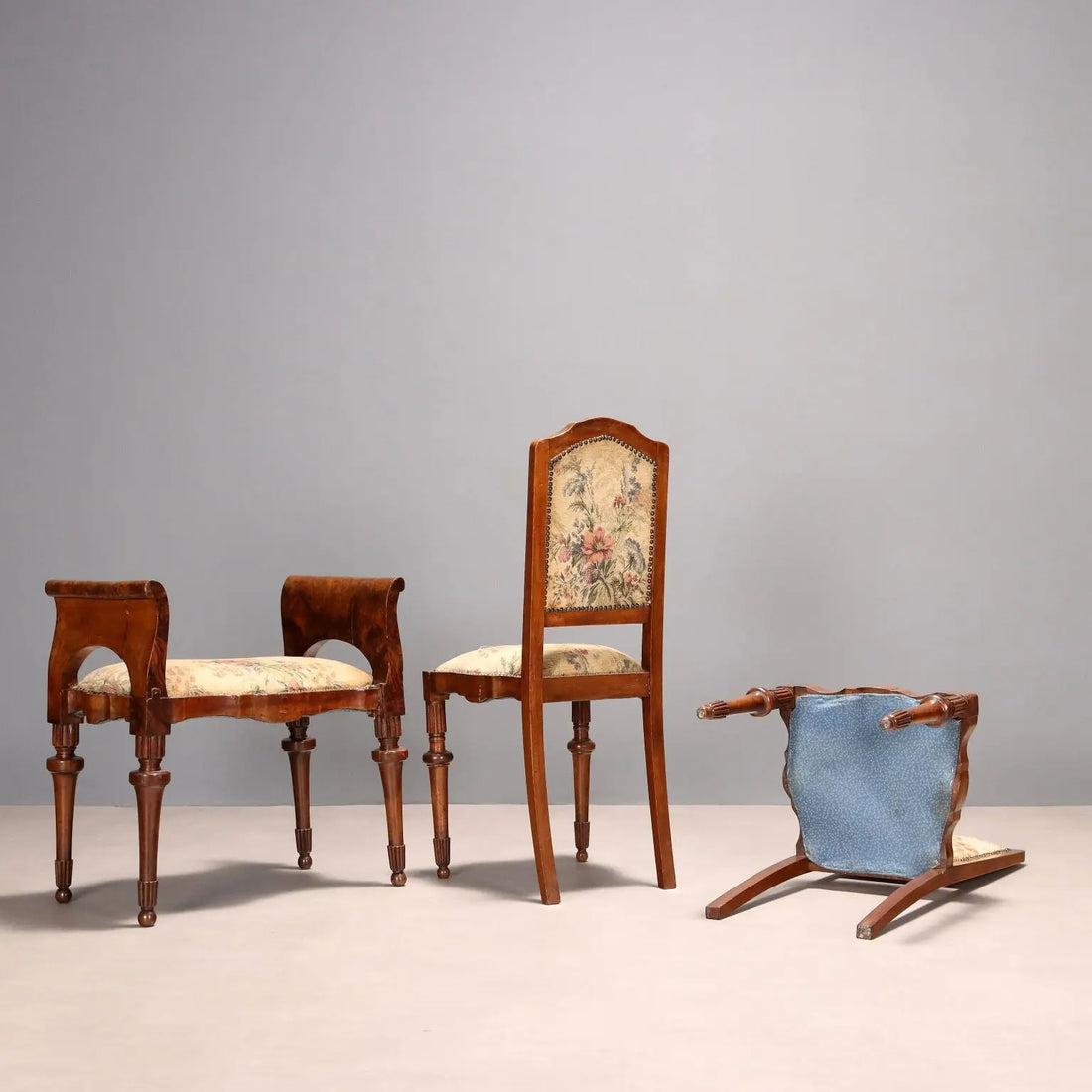 Antique Chairs and Bench Art Deco Walnut Burl Italy XIX Century - Italy, Late XX Century | Antiques | Seating