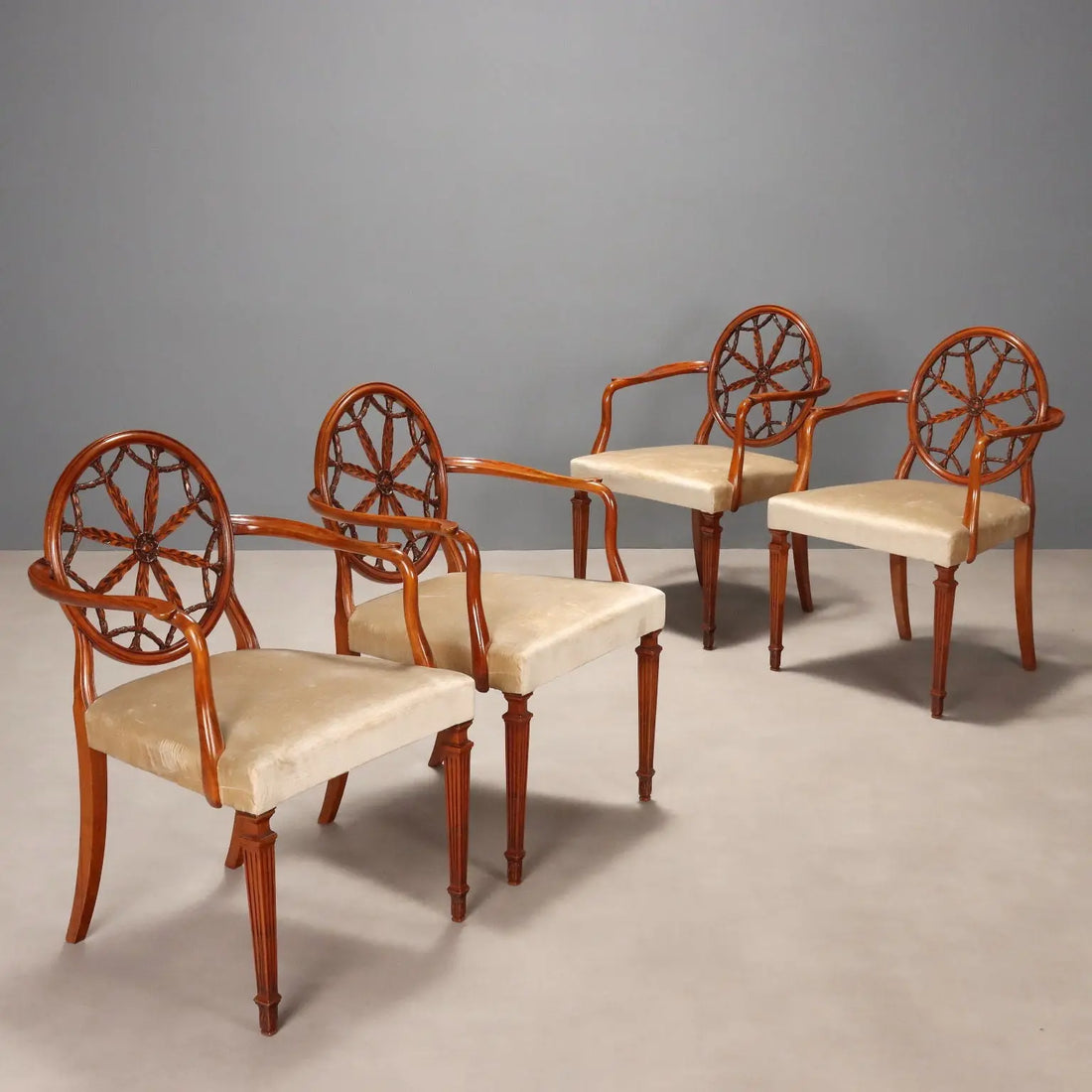 Four English Cherry Armchairs - 20th Century
