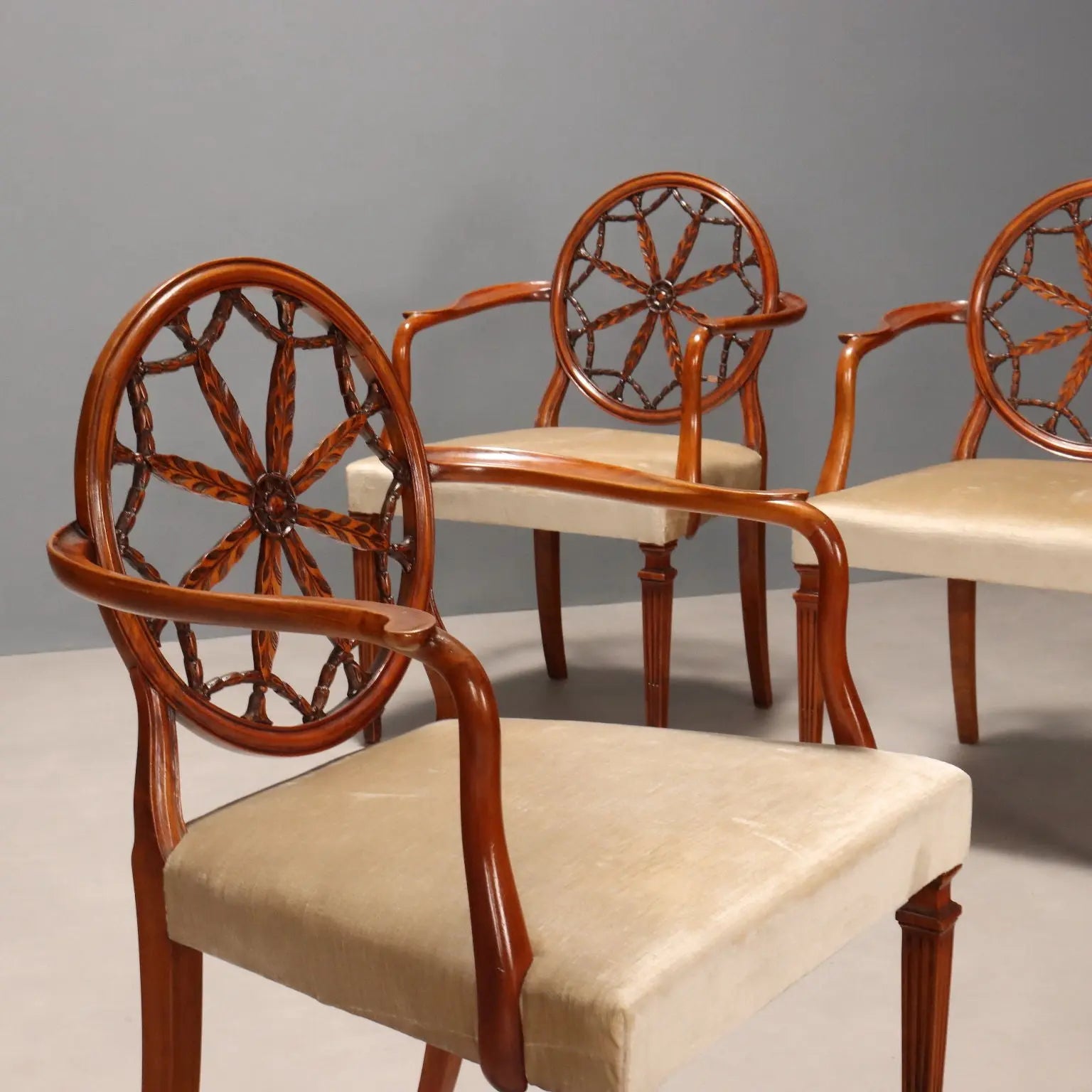 Four English Cherry Armchairs - 20th Century
