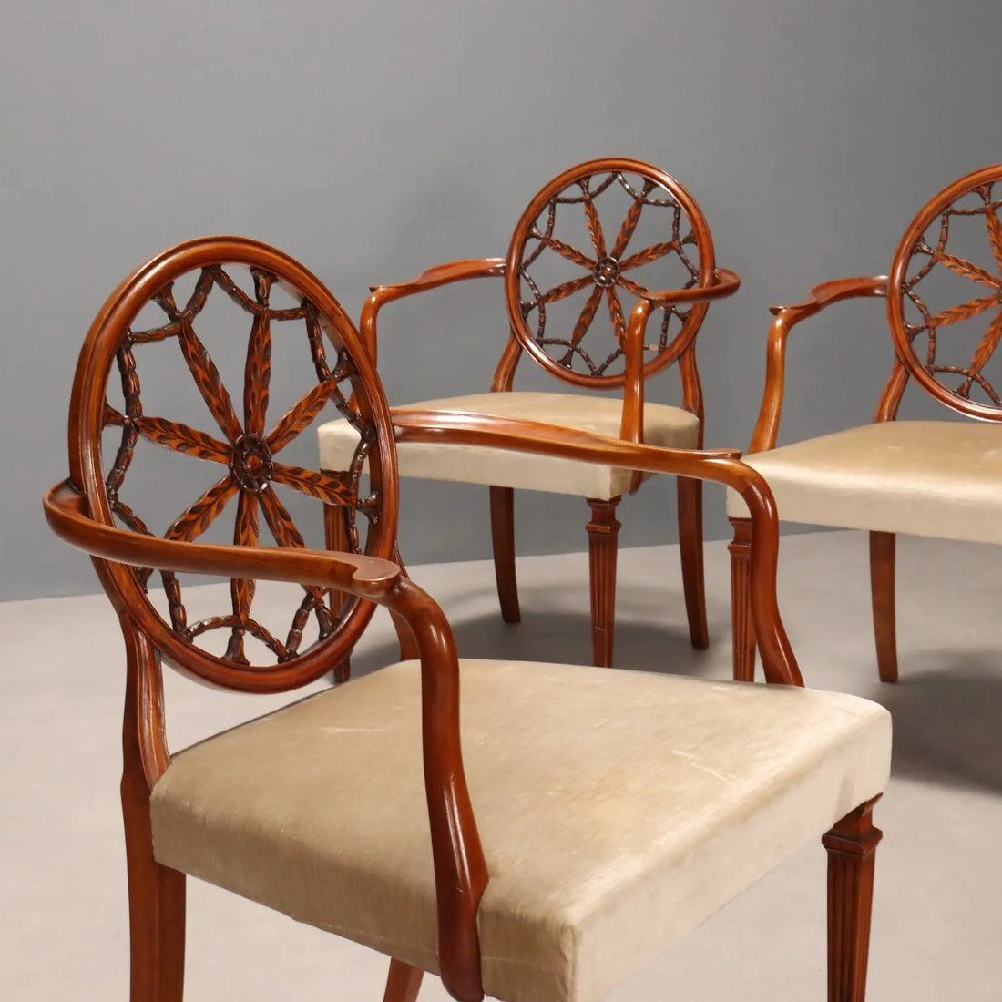 Four English Cherry Armchairs - 20th Century