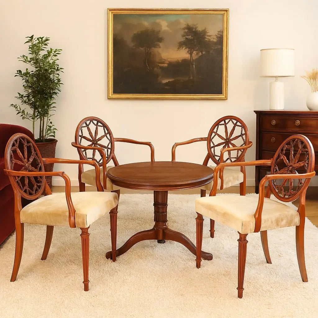 Four English Cherry Armchairs - 20th Century