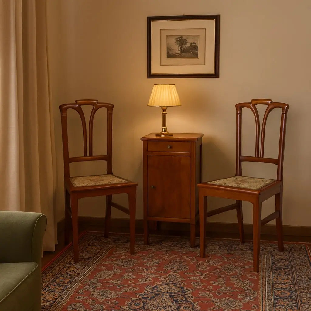 Antique Art Nouveau Chairs Mahogany Fabric Padding XX Century - Italy, Early XX Century | Antiques | Seating