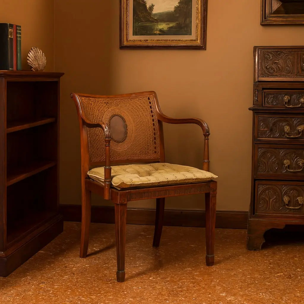 Antique Armchair Walnut Painted Beech Fabric Italy XIX Century - Italy, Late XIX Century | Antiques | Seating