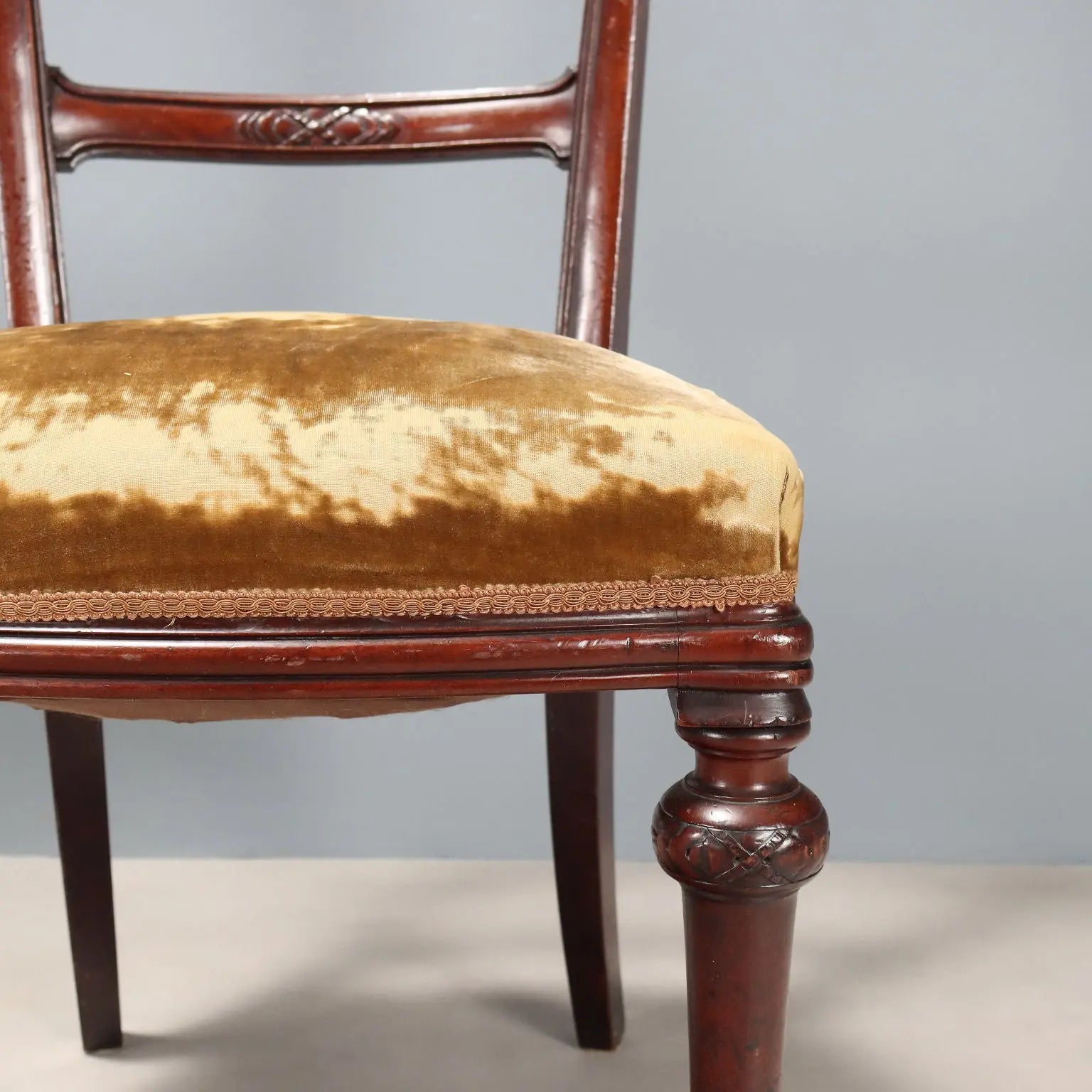 Antique Chairs Mahogany Fabric Padding Italy XX Century - Italy, Early XX Century | Antiques | Seating