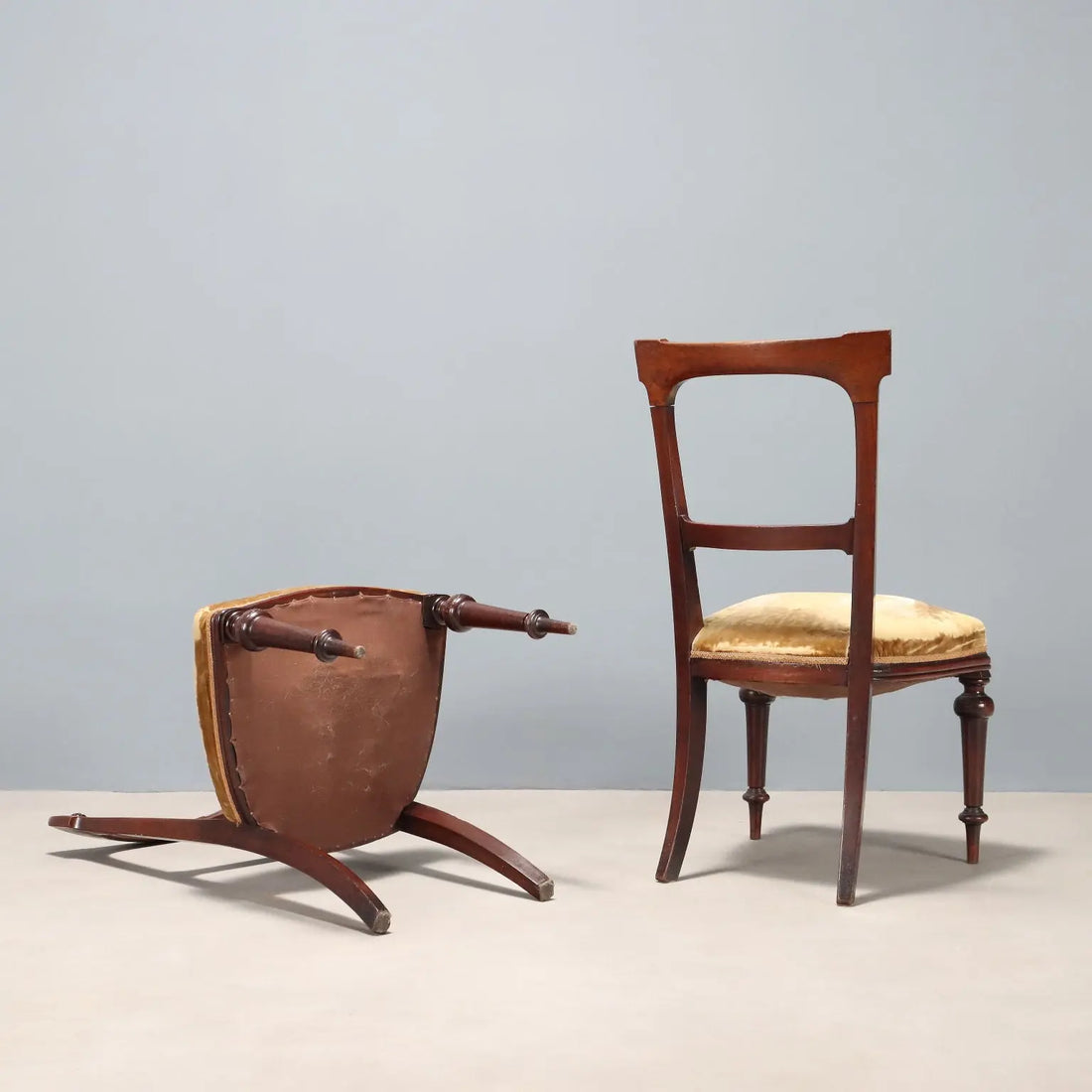 Antique Chairs Mahogany Fabric Padding Italy XX Century - Italy, Early XX Century | Antiques | Seating