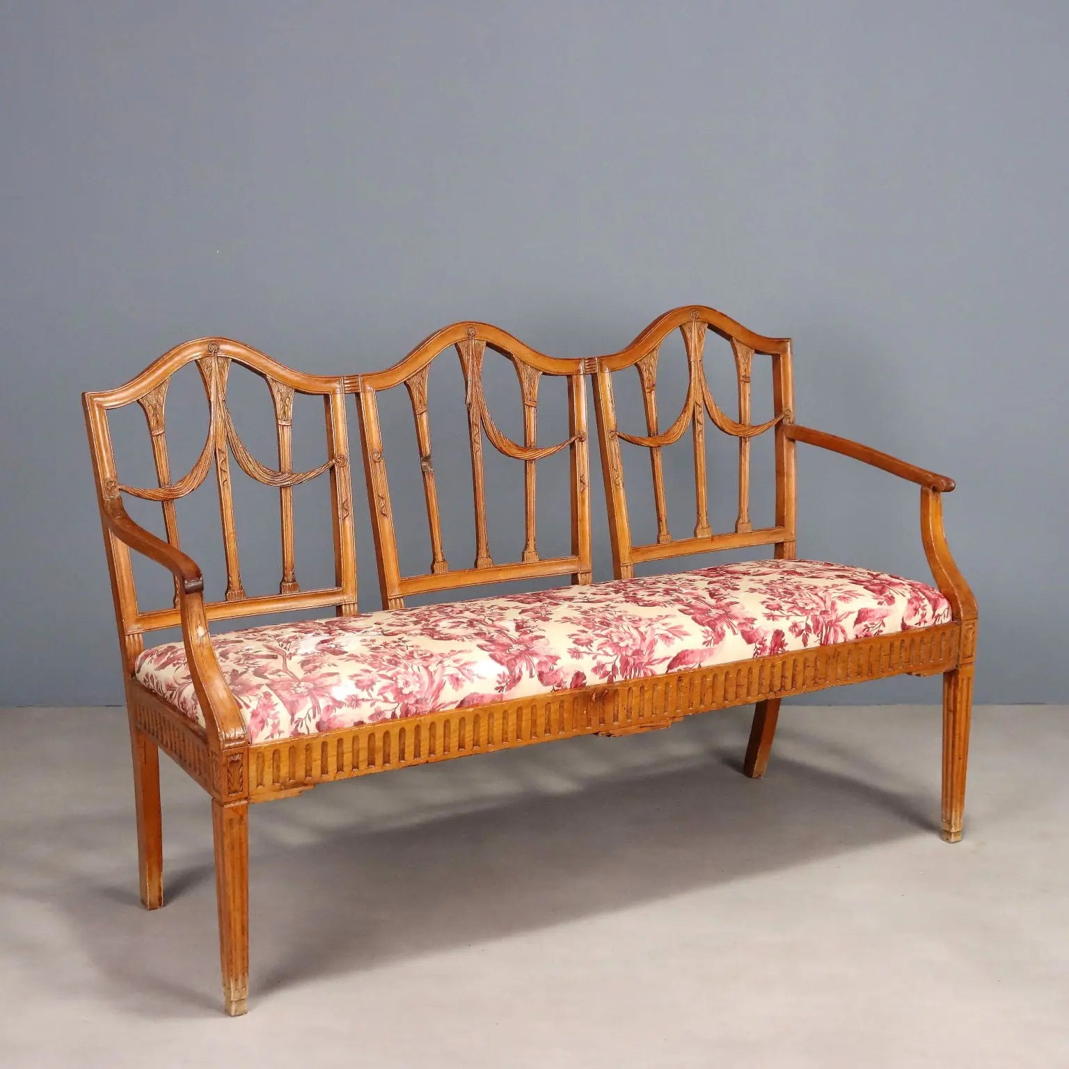 Antique Sofa Neoclassical Maple Fabric Italy XIX Century - Italy, Early XIX Century | Antiques | Seating
