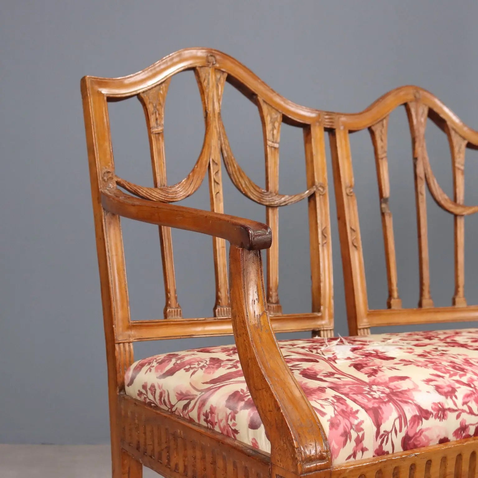 Antique Sofa Neoclassical Maple Fabric Italy XIX Century - Italy, Early XIX Century | Antiques | Seating