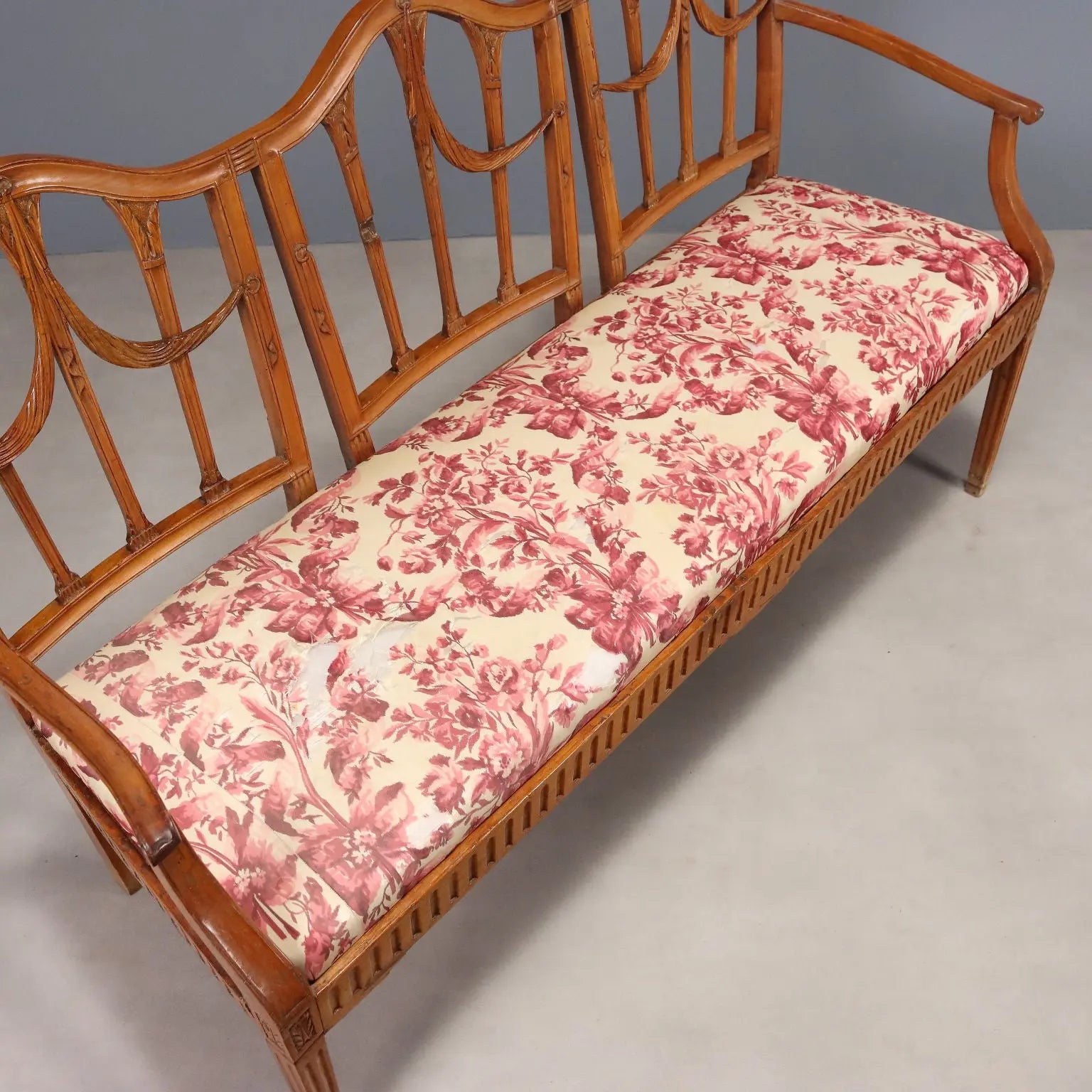 Antique Sofa Neoclassical Maple Fabric Italy XIX Century - Italy, Early XIX Century | Antiques | Seating