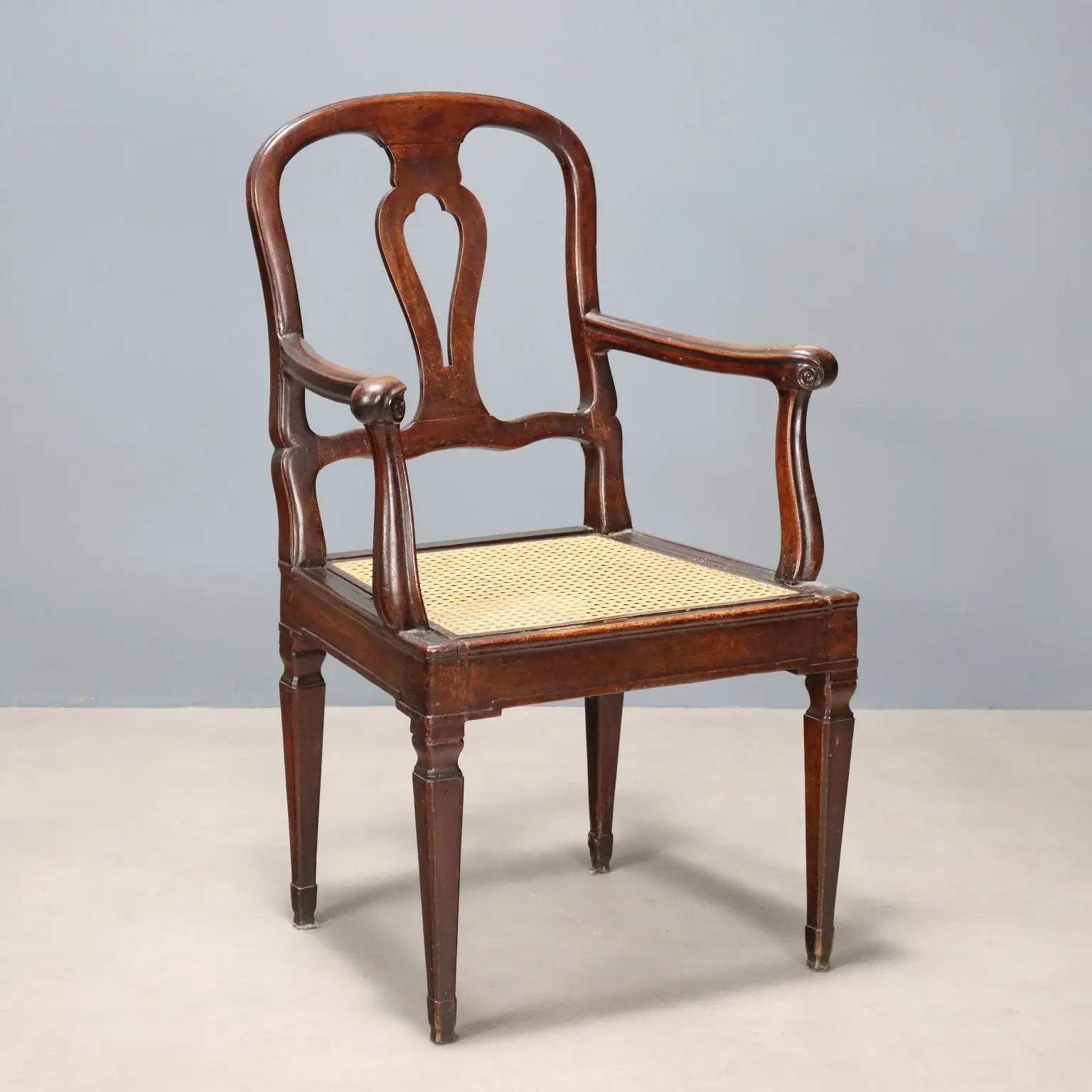 Antique Armchair Walnut Caned Seat Italy XVIII Century - Italy, XVIII Century | Antiques | Seating