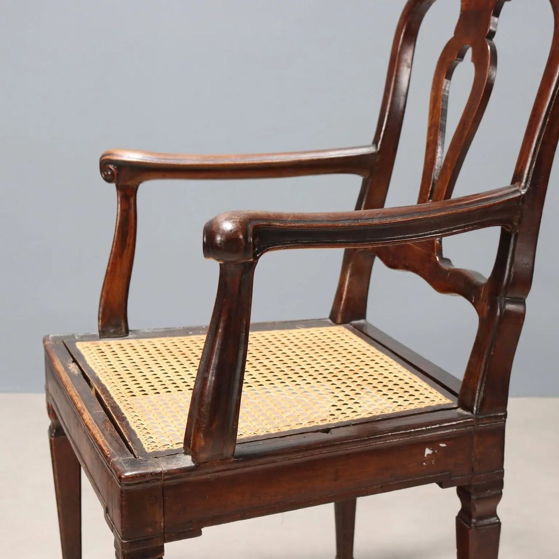 Antique Armchair Walnut Caned Seat Italy XVIII Century - Italy, XVIII Century | Antiques | Seating