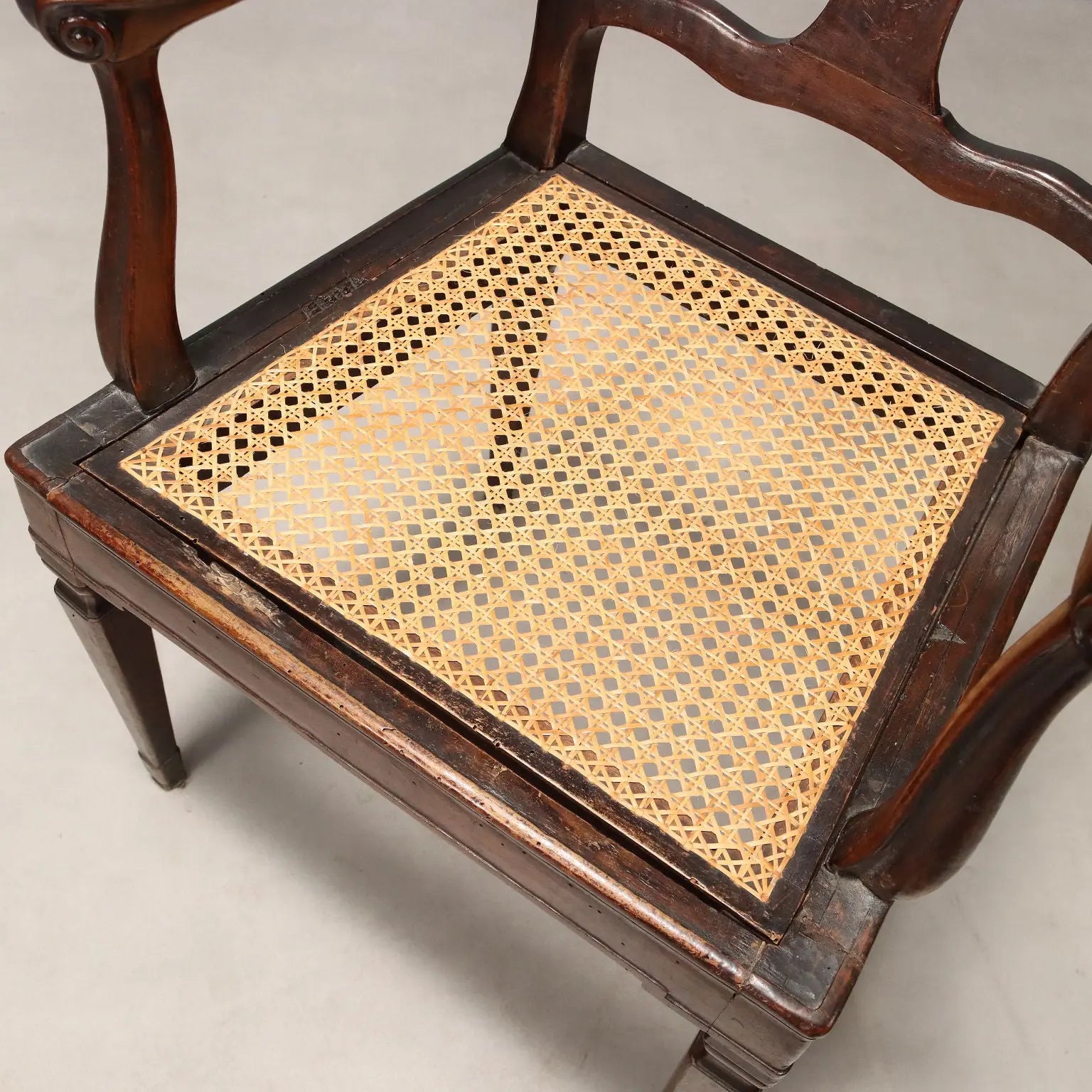 Antique Armchair Walnut Caned Seat Italy XVIII Century - Italy, XVIII Century | Antiques | Seating