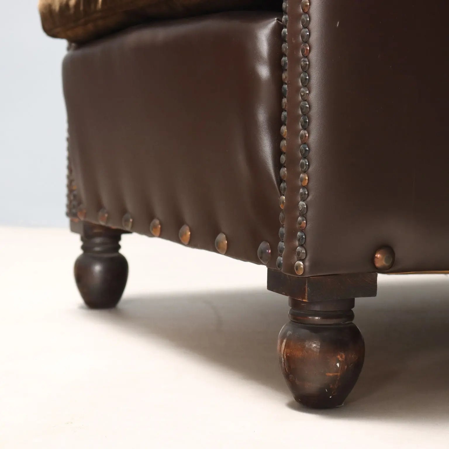 Antique Armchairs Leather Velvet Studs Italy XX Century - Italy, XX Century | Antiques | Seating