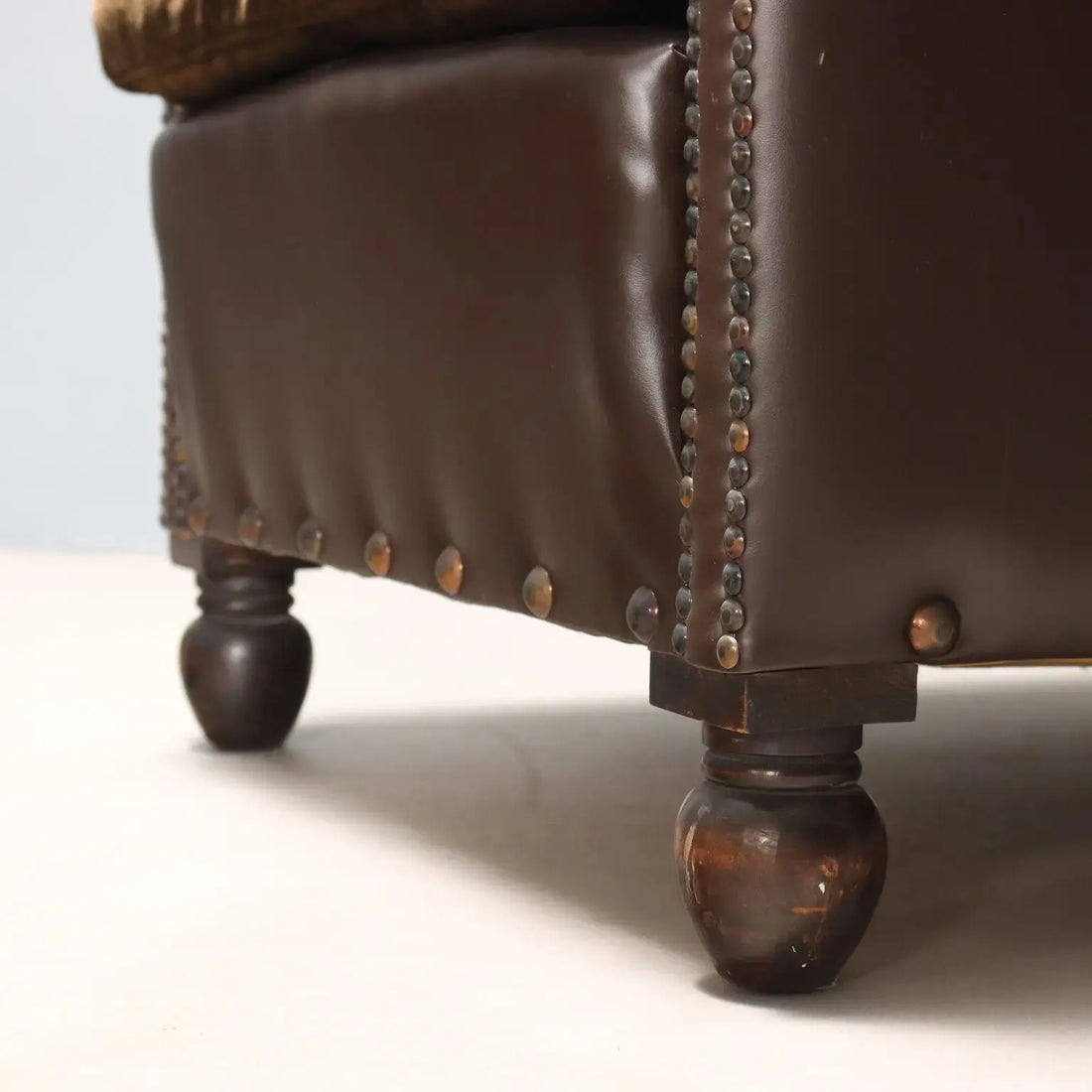 Antique Armchairs Leather Velvet Studs Italy XX Century - Italy, XX Century | Antiques | Seating