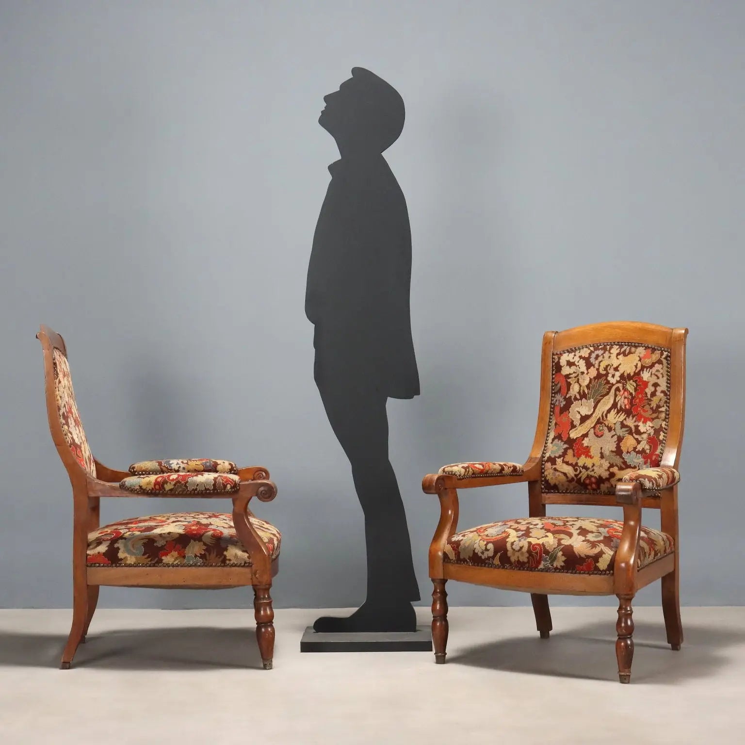 Antique Armchairs Walnut Maple Fabric Italy Late XIX Century - Italy, Late XIX Century | Antiques | Seating