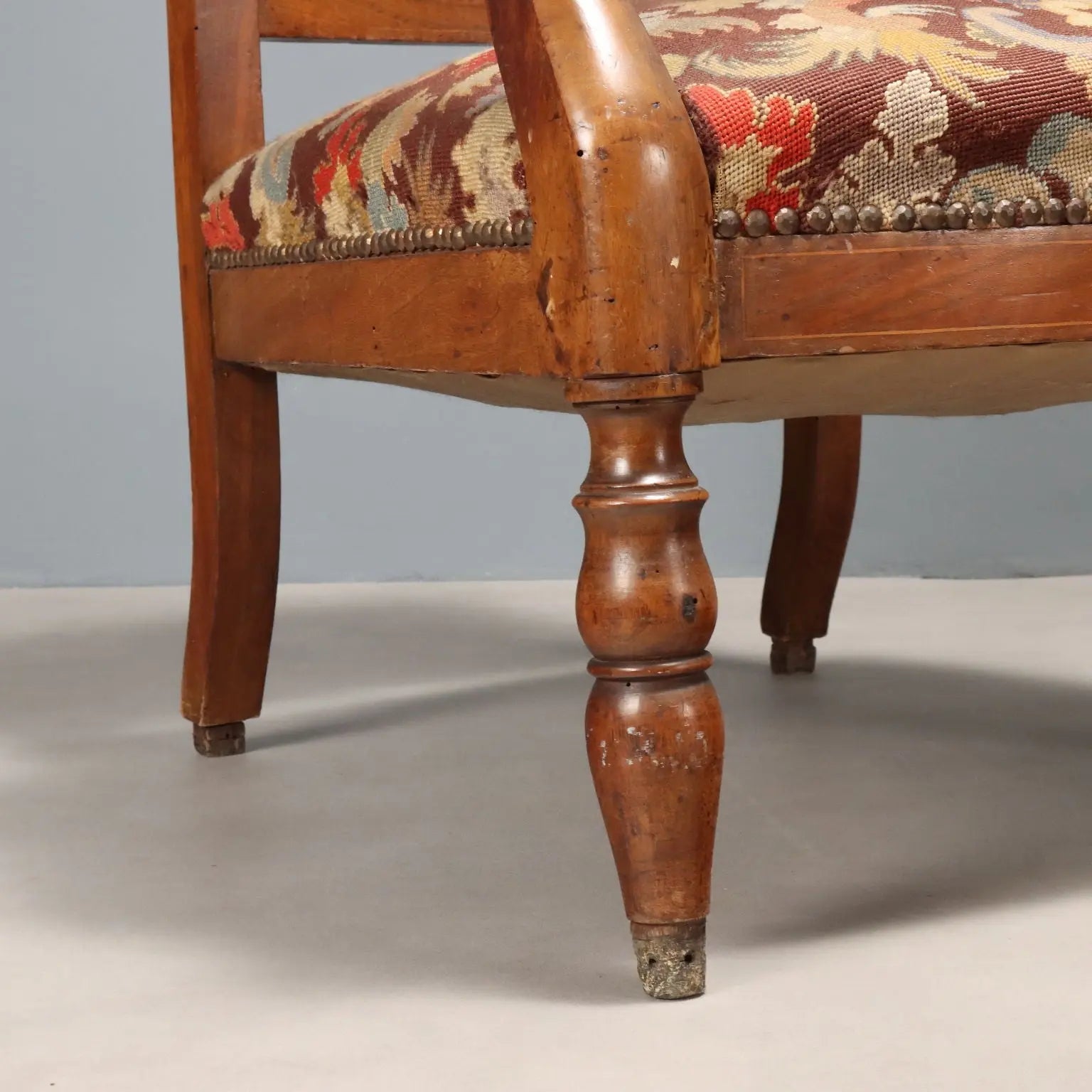 Antique Armchairs Walnut Maple Fabric Italy Late XIX Century - Italy, Late XIX Century | Antiques | Seating