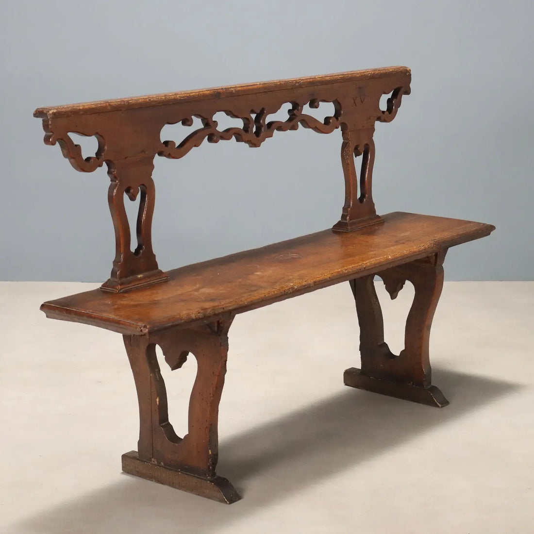 Italian Walnut Bench from the 18th Century