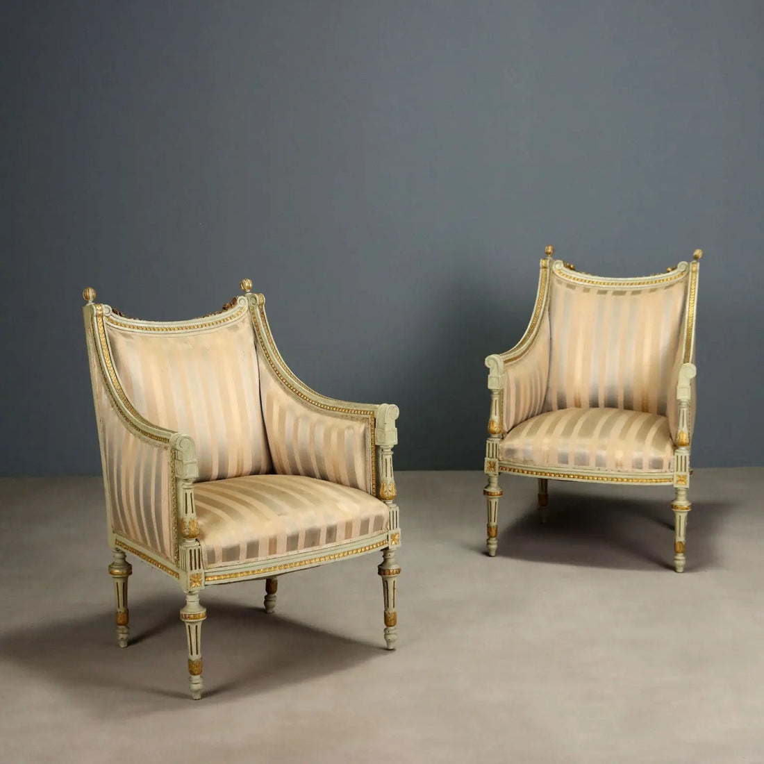 Antique Armchairs Carved Lacquered Wood Fabric XIX Century - Italy, Late XIX Century | Antiques | Seating