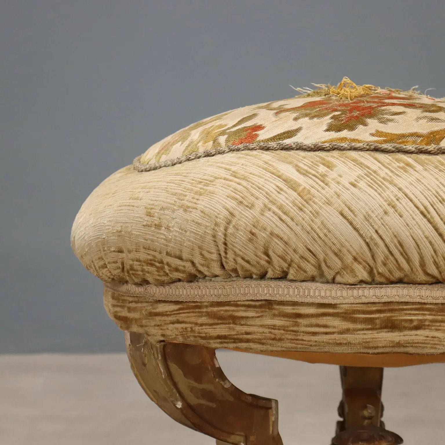 Gilded Carved Wooden Stool, Italy 19th Century