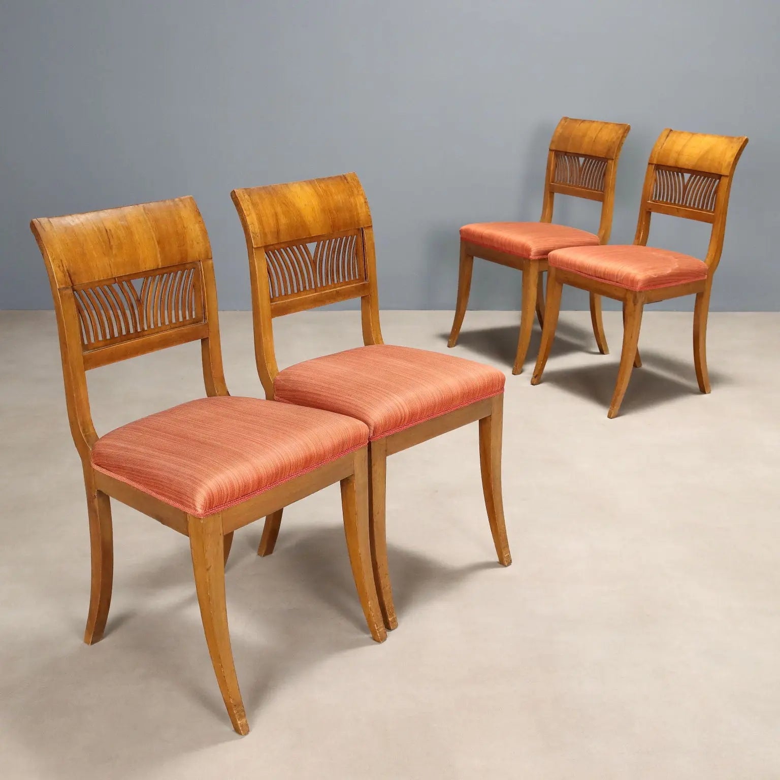 Empire Walnut Chairs - Italy Early 19th Century