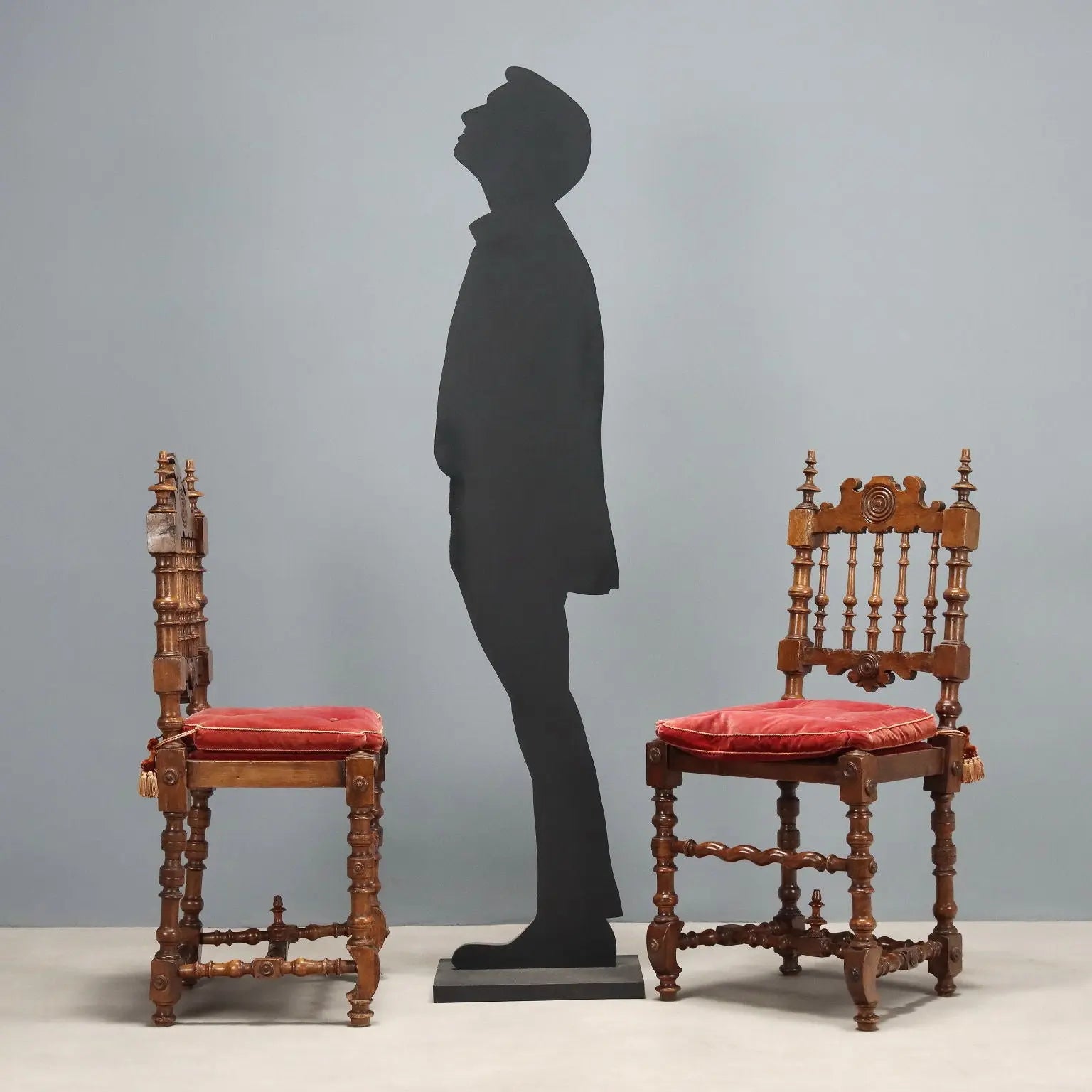 Antique Baroque Style Walnut Chairs - Italy Early 1900s