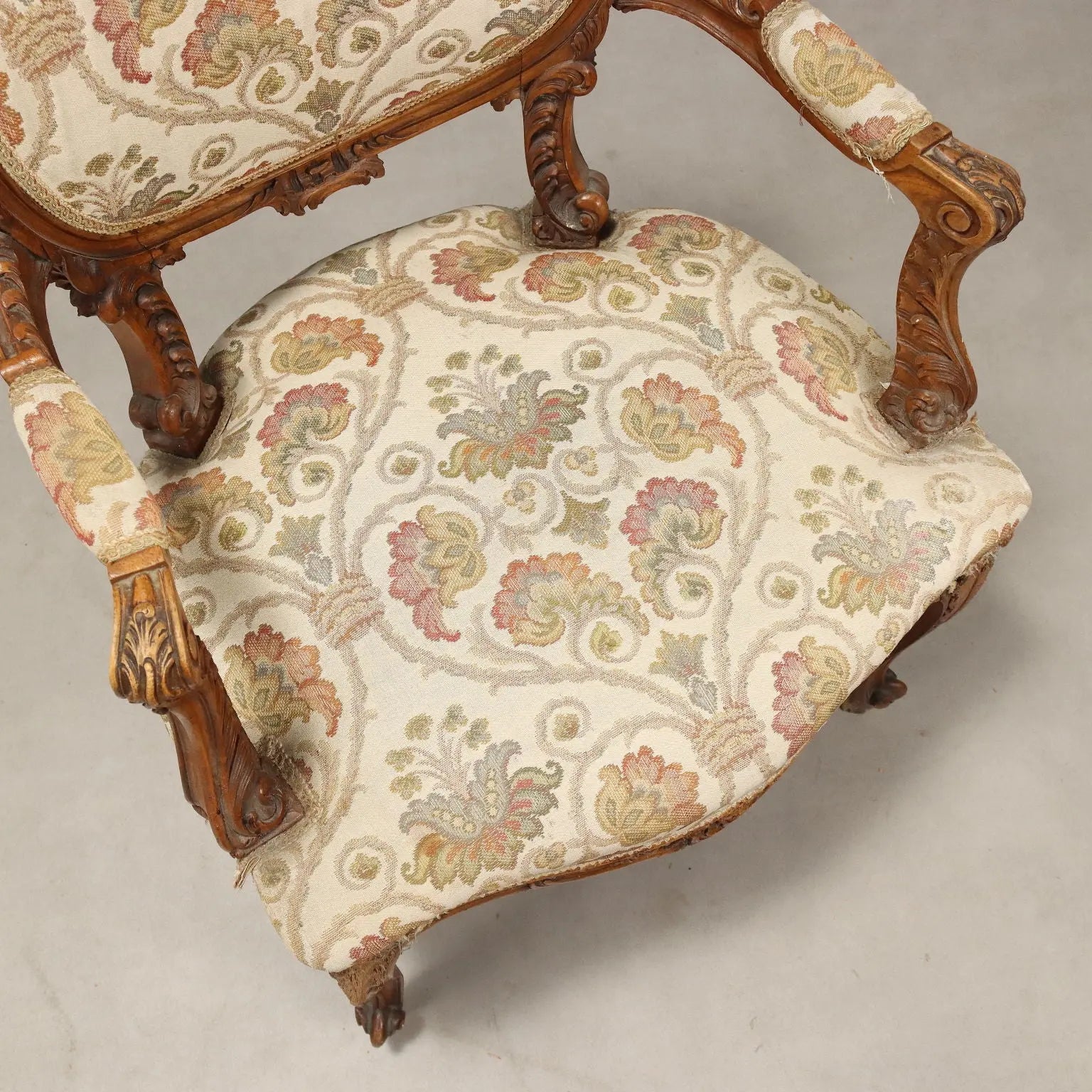 Pair of Walnut Armchairs Barocchetto Style