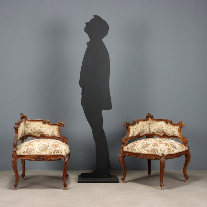 Antique Corner Chairs Baroque Style Walnut Padding XIX Century - Italy, Late XIX Century | Antiques  Seating