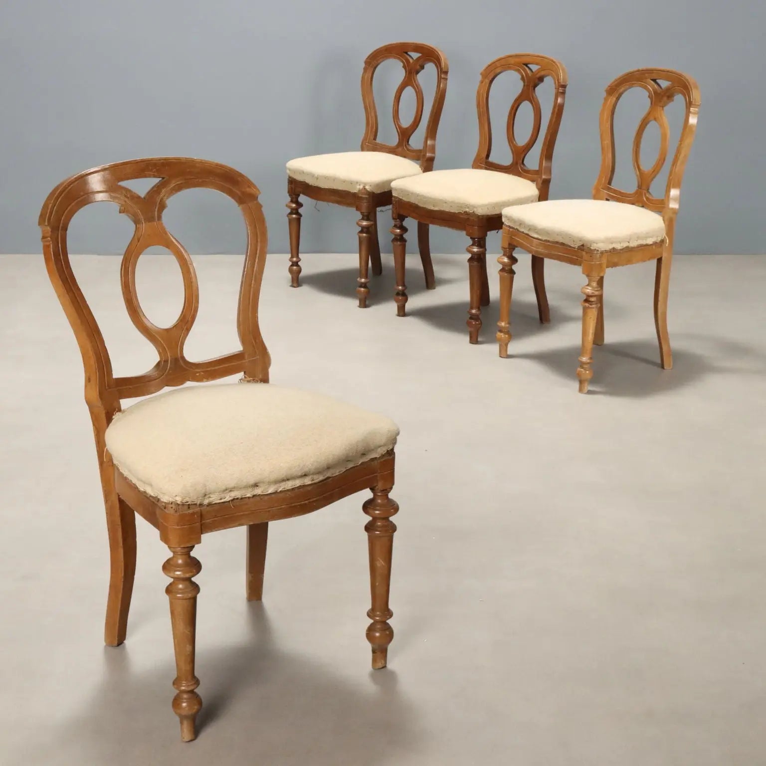 Group of Walnut Chairs - Italy Mid 19th Century