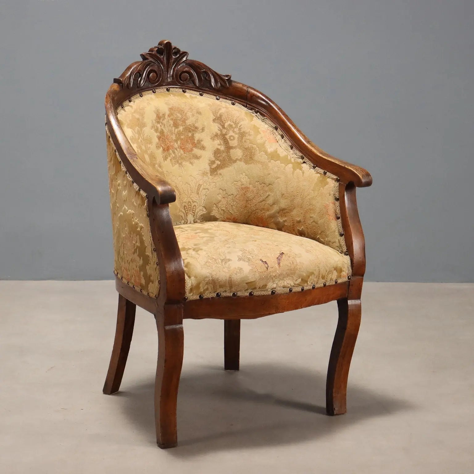 Antique Armchair Walnut Fabric Italy XIX Century - Italy, Mid XIX Century | Antiques | Seating