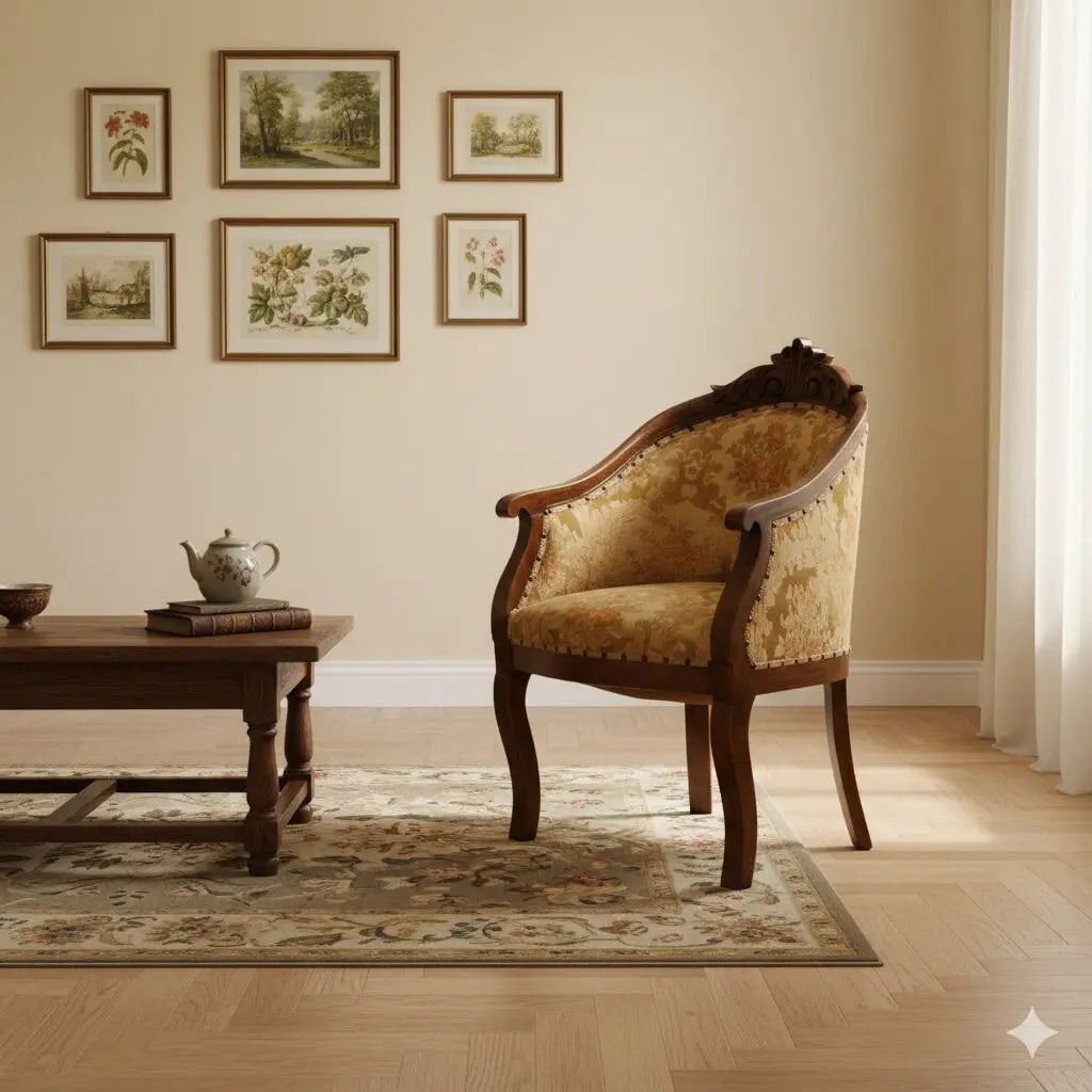 Antique Armchair Walnut Fabric Italy XIX Century - Italy, Mid XIX Century | Antiques | Seating