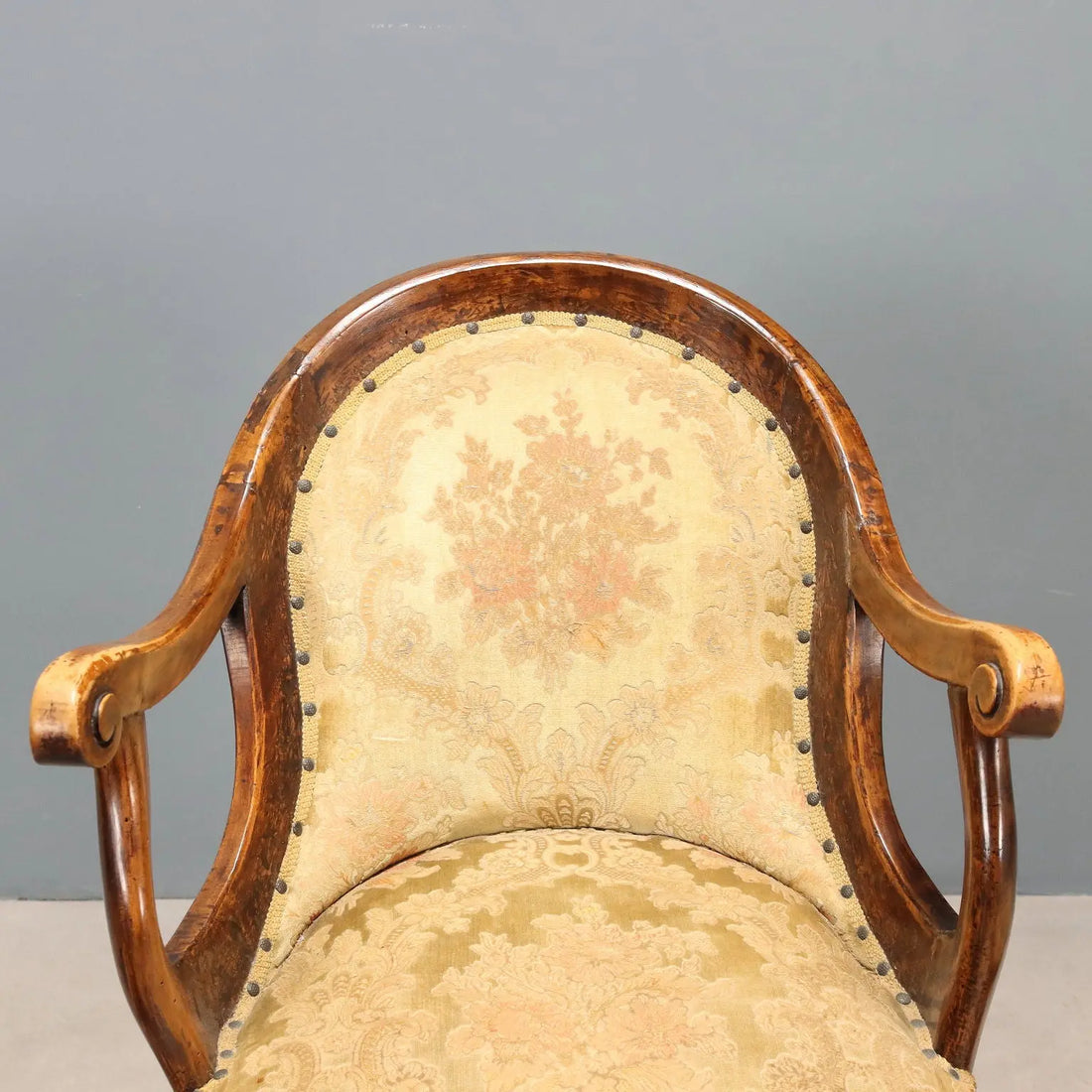 Antique Armchair with Pouf Walnut Fabric Italy XIX Century - Italy, XIX Century | Antiques | Seating