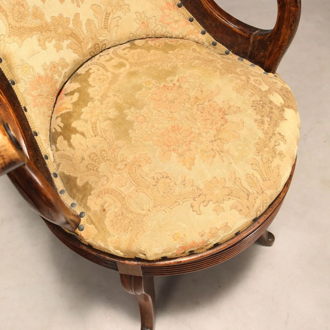 Antique Armchair with Pouf Walnut Fabric Italy XIX Century - Italy, XIX Century | Antiques | Seating