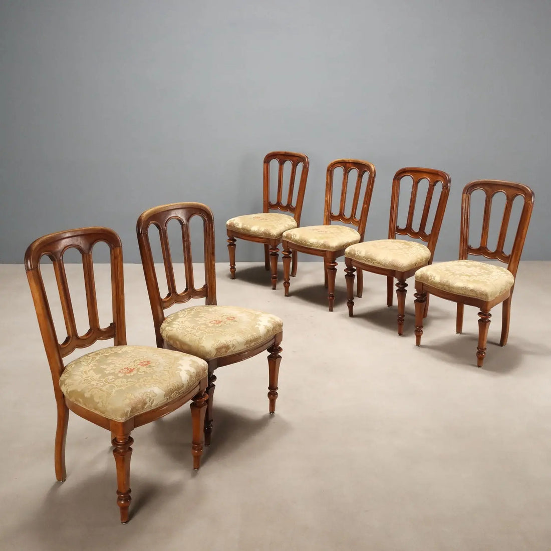 Antique Chairs Walnut Fabric Padding Italy Late XIX Century - Italy, Late XIX Century | Antiques | Seating