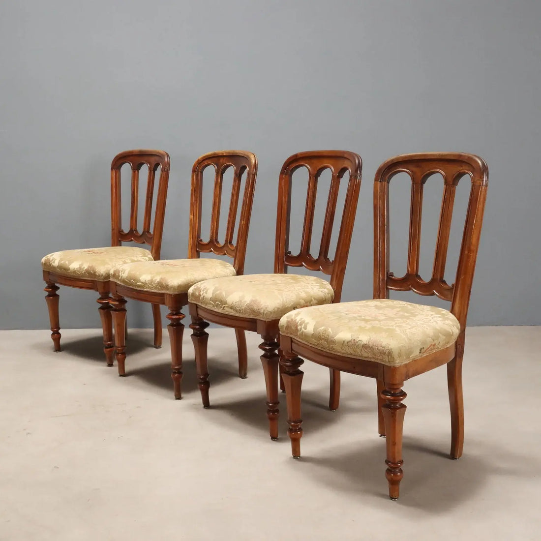 Antique Chairs Walnut Fabric Padding Italy Late XIX Century - Italy, Late XIX Century | Antiques | Seating