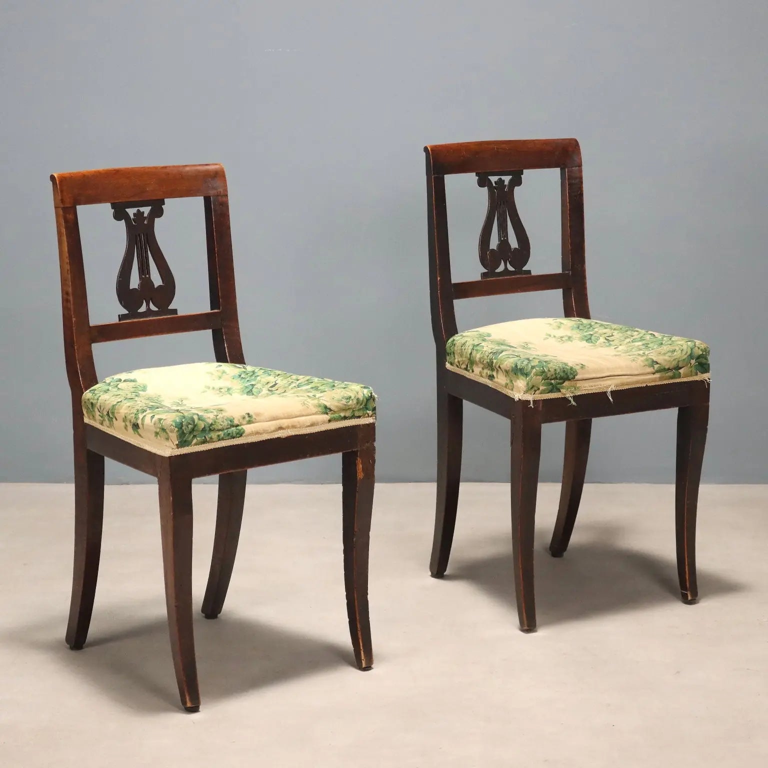 Antique Chairs Directoire Walnut Fabric Italy XIX Century - Italy, Mid XIX Century | Antiques | Seating