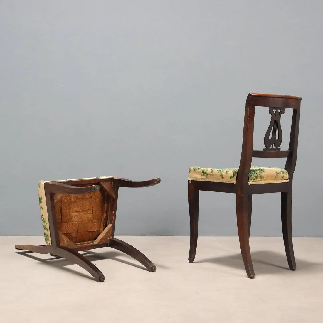 Antique Chairs Directoire Walnut Fabric Italy XIX Century - Italy, Mid XIX Century | Antiques | Seating