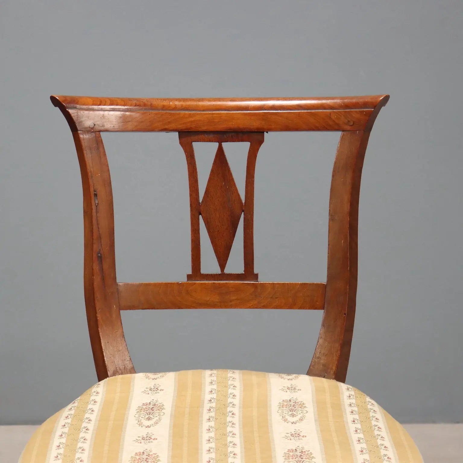 Antique Chairs Mahogany Fabric Wavy Feet Italy XIX Century - Italy, Mid XIX Century | Antiques | Seating