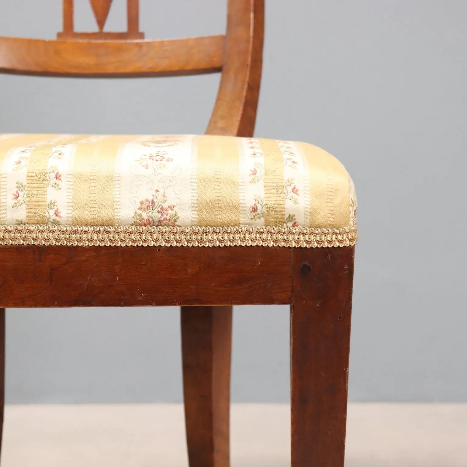 Antique Chairs Mahogany Fabric Wavy Feet Italy XIX Century - Italy, Mid XIX Century | Antiques | Seating
