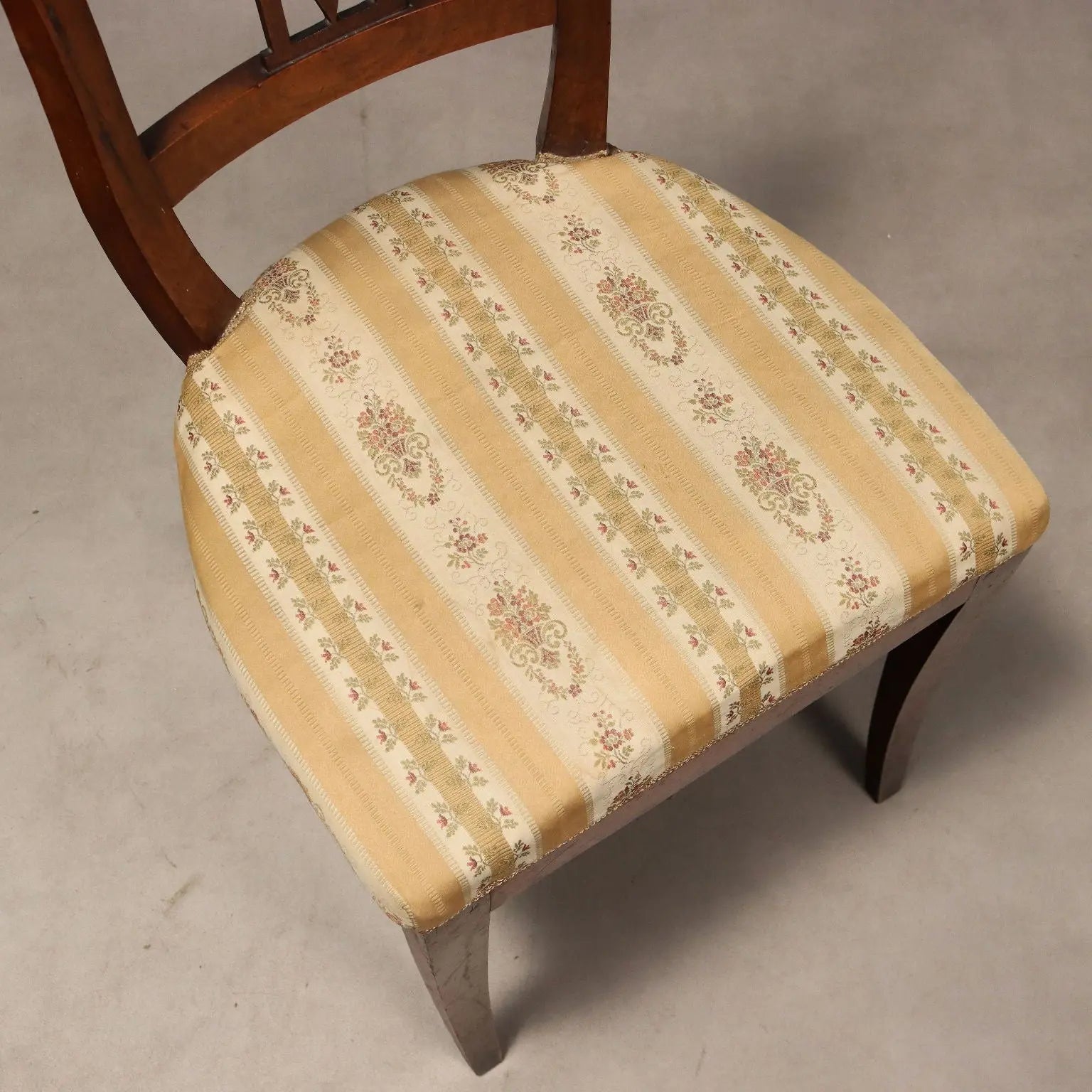 Antique Chairs Mahogany Fabric Wavy Feet Italy XIX Century - Italy, Mid XIX Century | Antiques | Seating