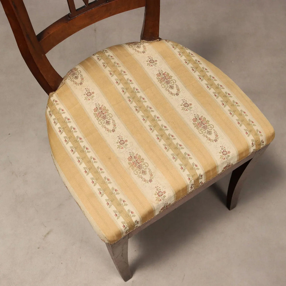 Antique Chairs Mahogany Fabric Wavy Feet Italy XIX Century - Italy, Mid XIX Century | Antiques | Seating