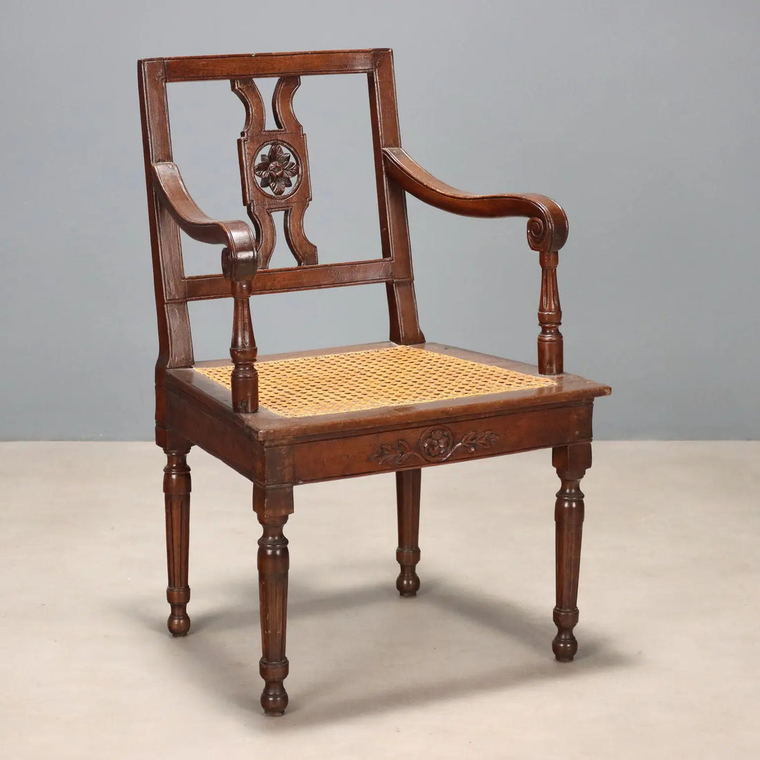 Antique Armchair Neoclassical Walnut Fabric Italy XVIII Century - Italy, XIX Century | Antiques | Seating
