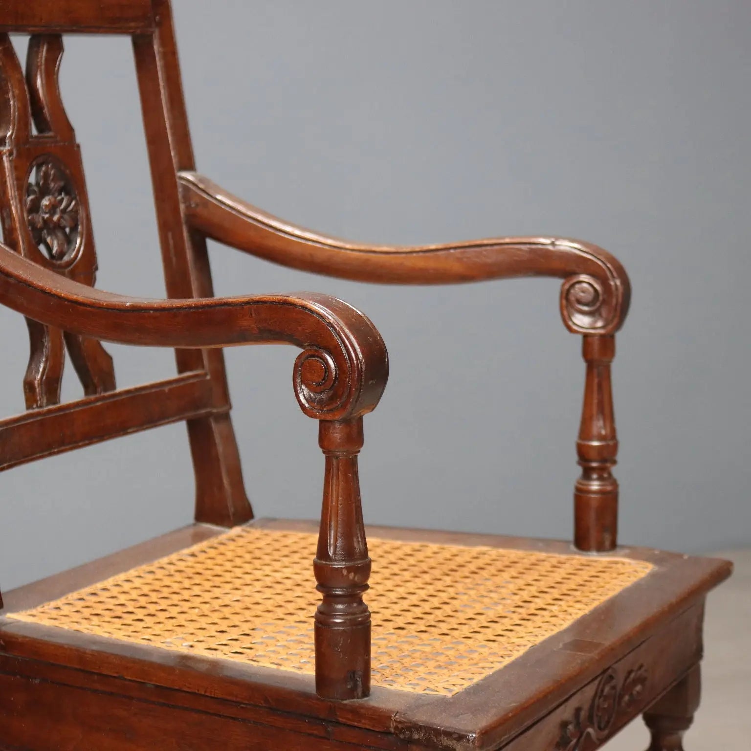 Antique Armchair Neoclassical Walnut Fabric Italy XVIII Century - Italy, XIX Century | Antiques | Seating