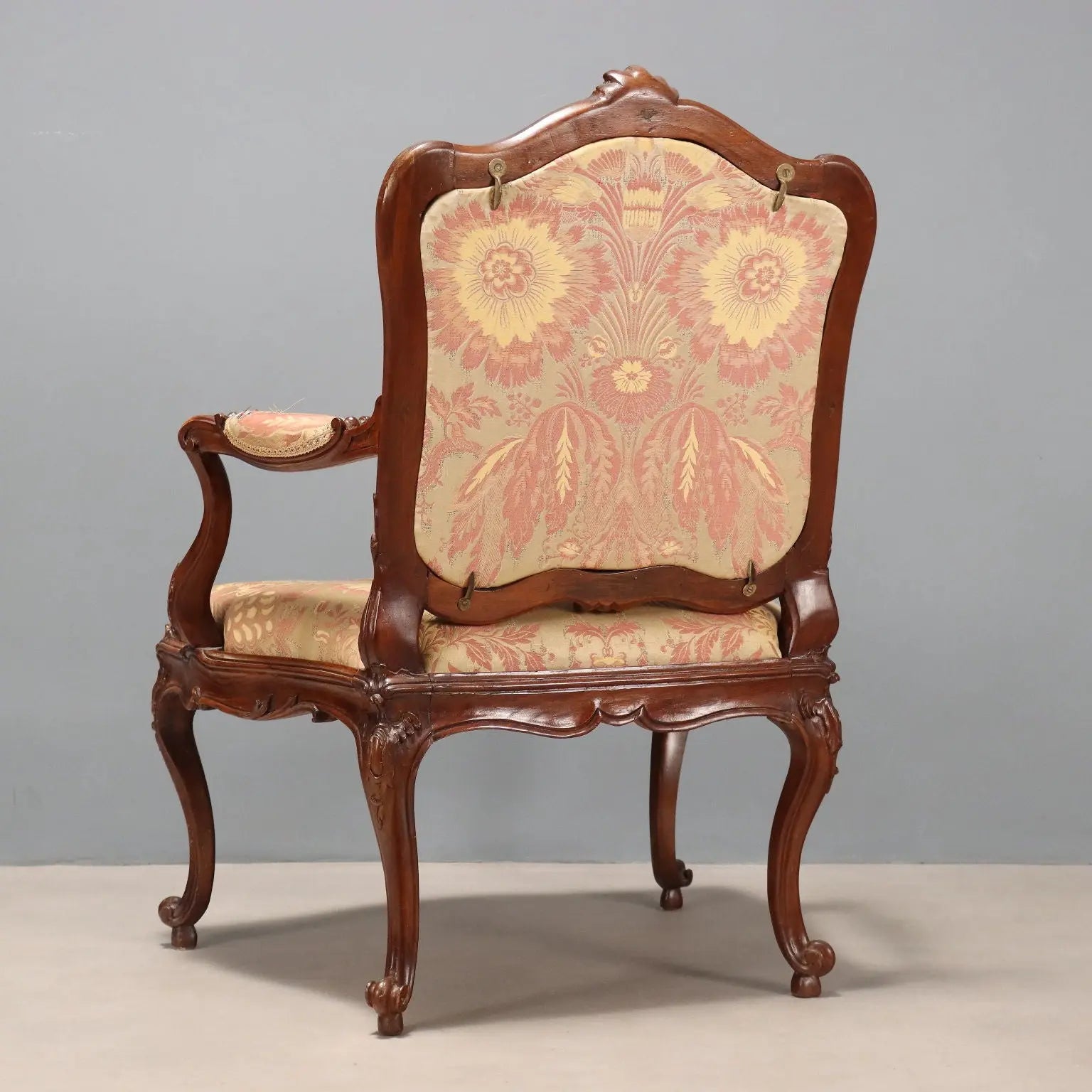 Antique Armchair Baroque Walnut Fabric Genoa XVIII Century - Genoa, Mid XVIII Century | Antiques | Seating