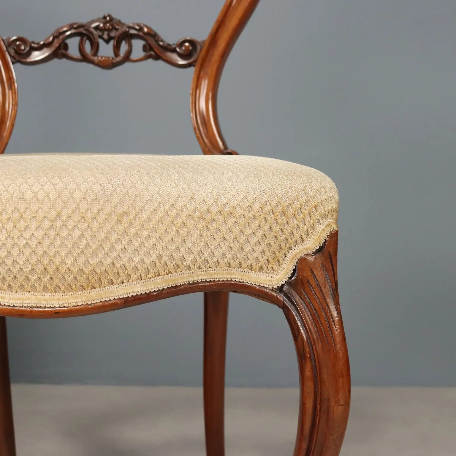 Antique Chairs Walnut Fabric Padding Italy Mid XIX Century - Italy, Mid XIX Century | Antiques | Seating